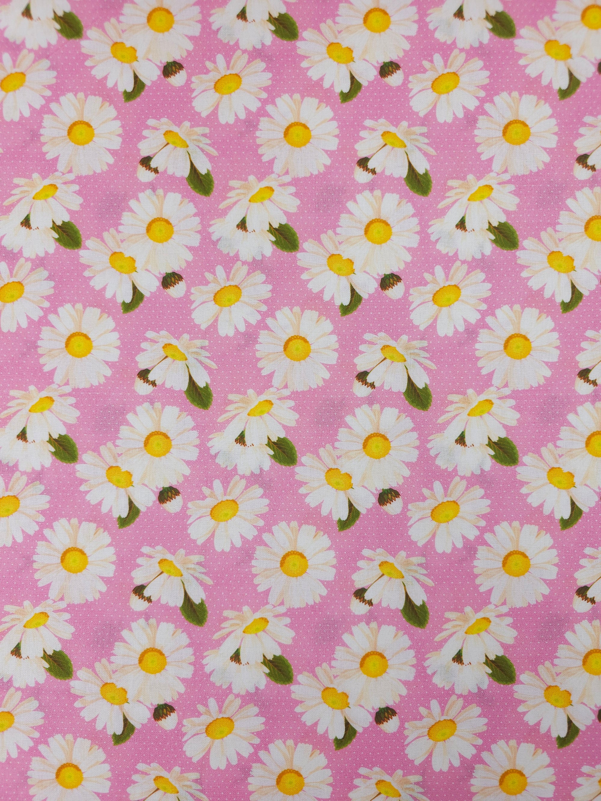 Pink Retro Daisy Dot 100% Cotton