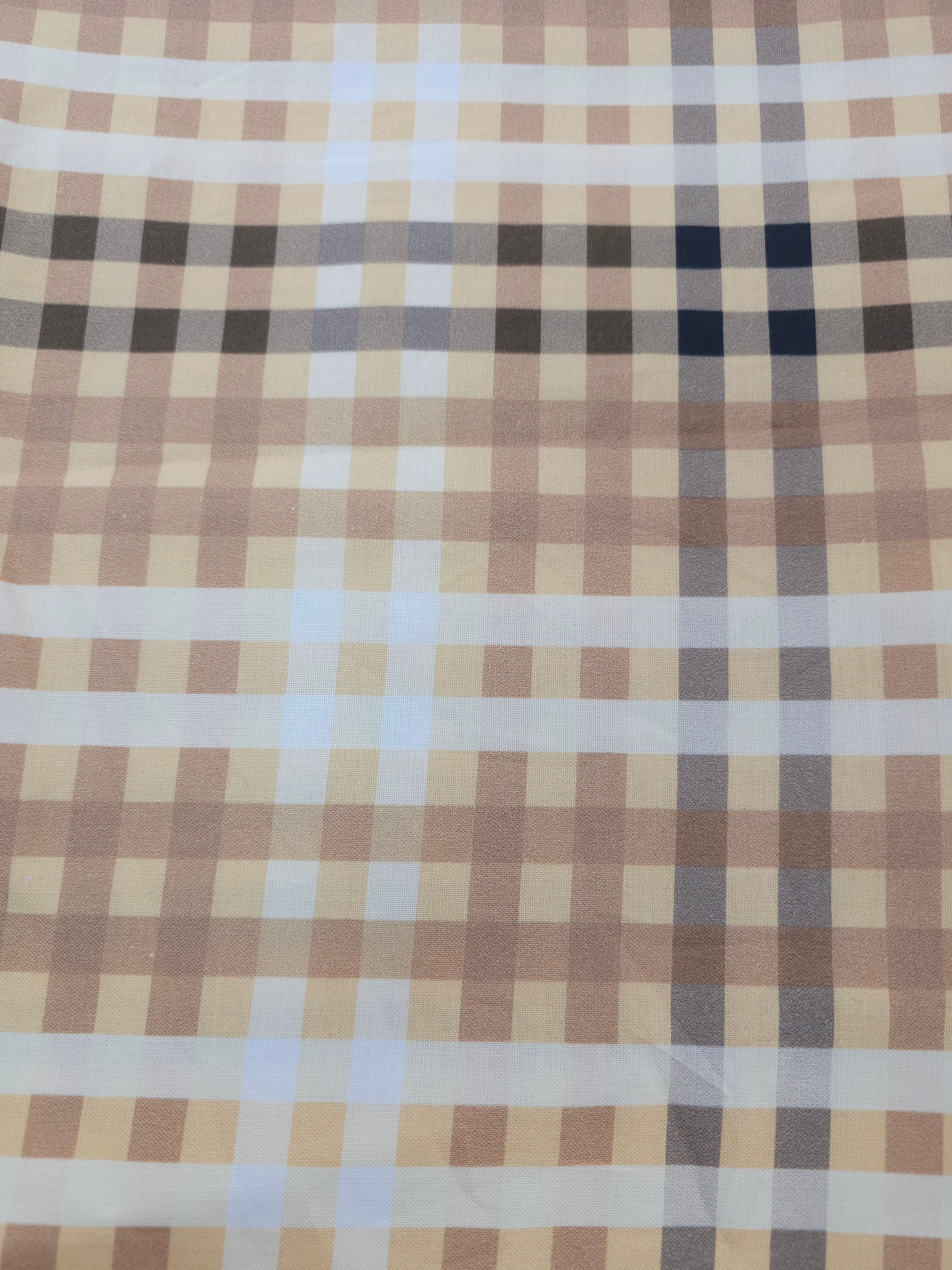 Cream brown check Cotton- 1.1m piece