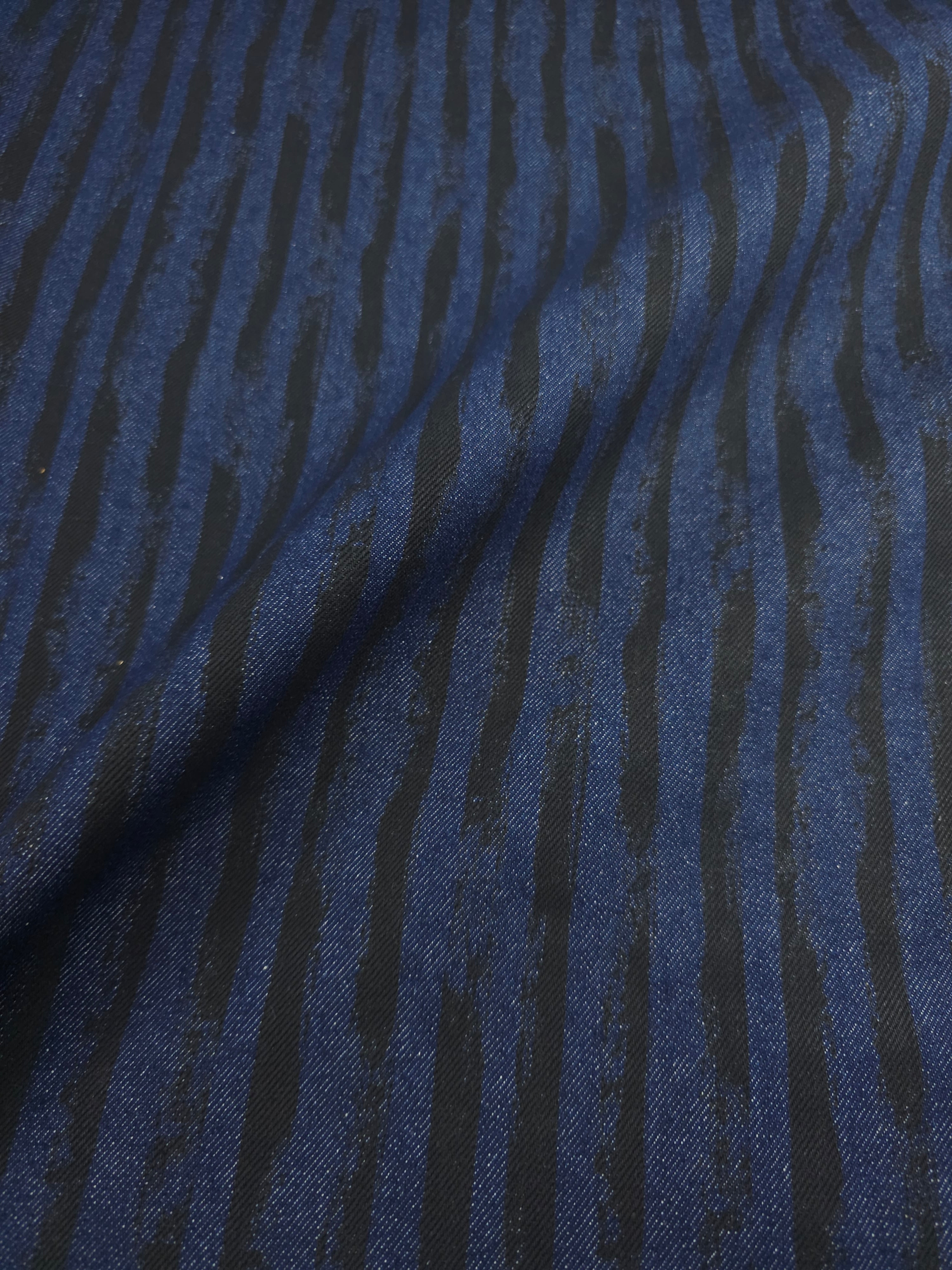 Indigo Navy/Black Irregular Stripe Denim