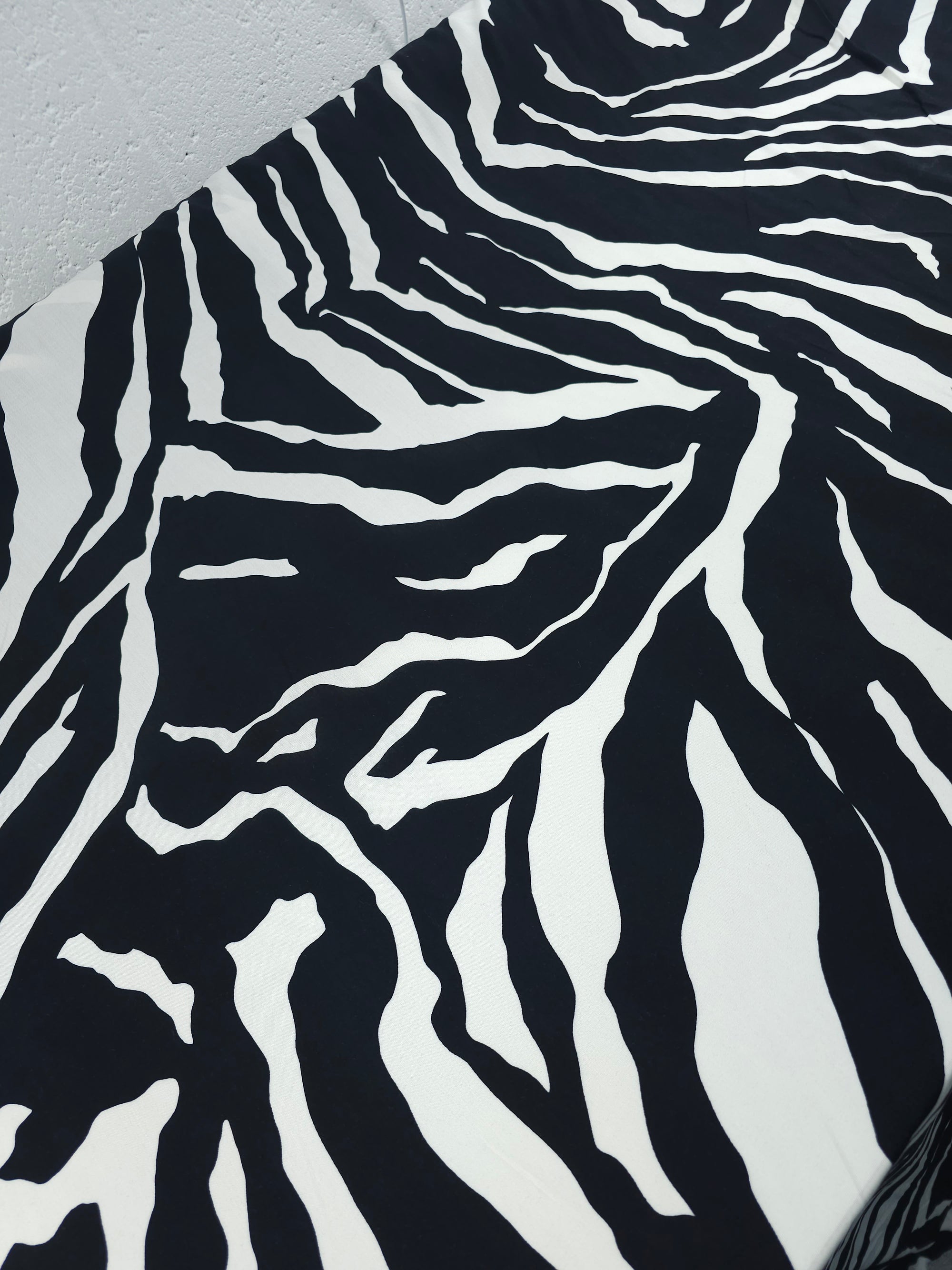 Black/White Animal Stripe Viscose Challis