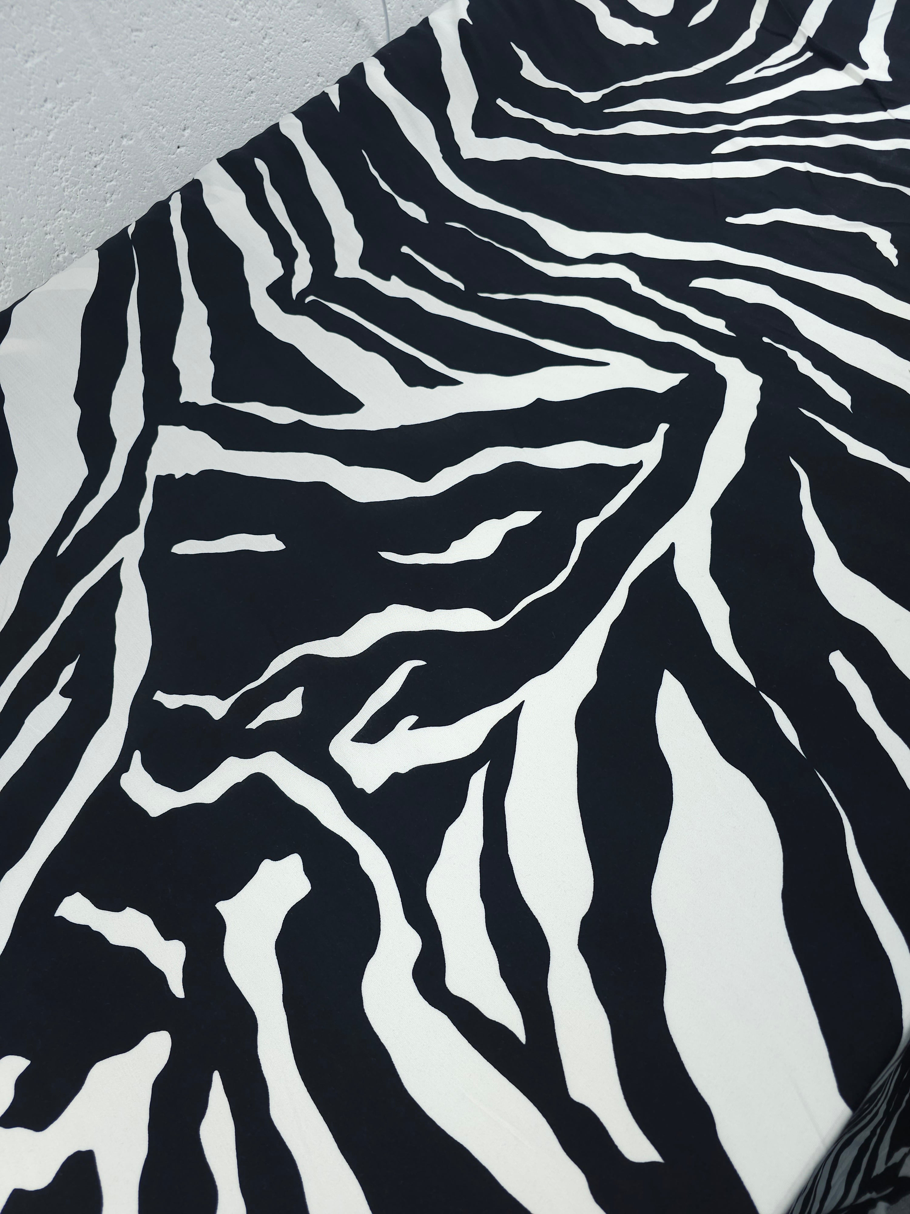Black/White Animal Stripe Viscose Challis