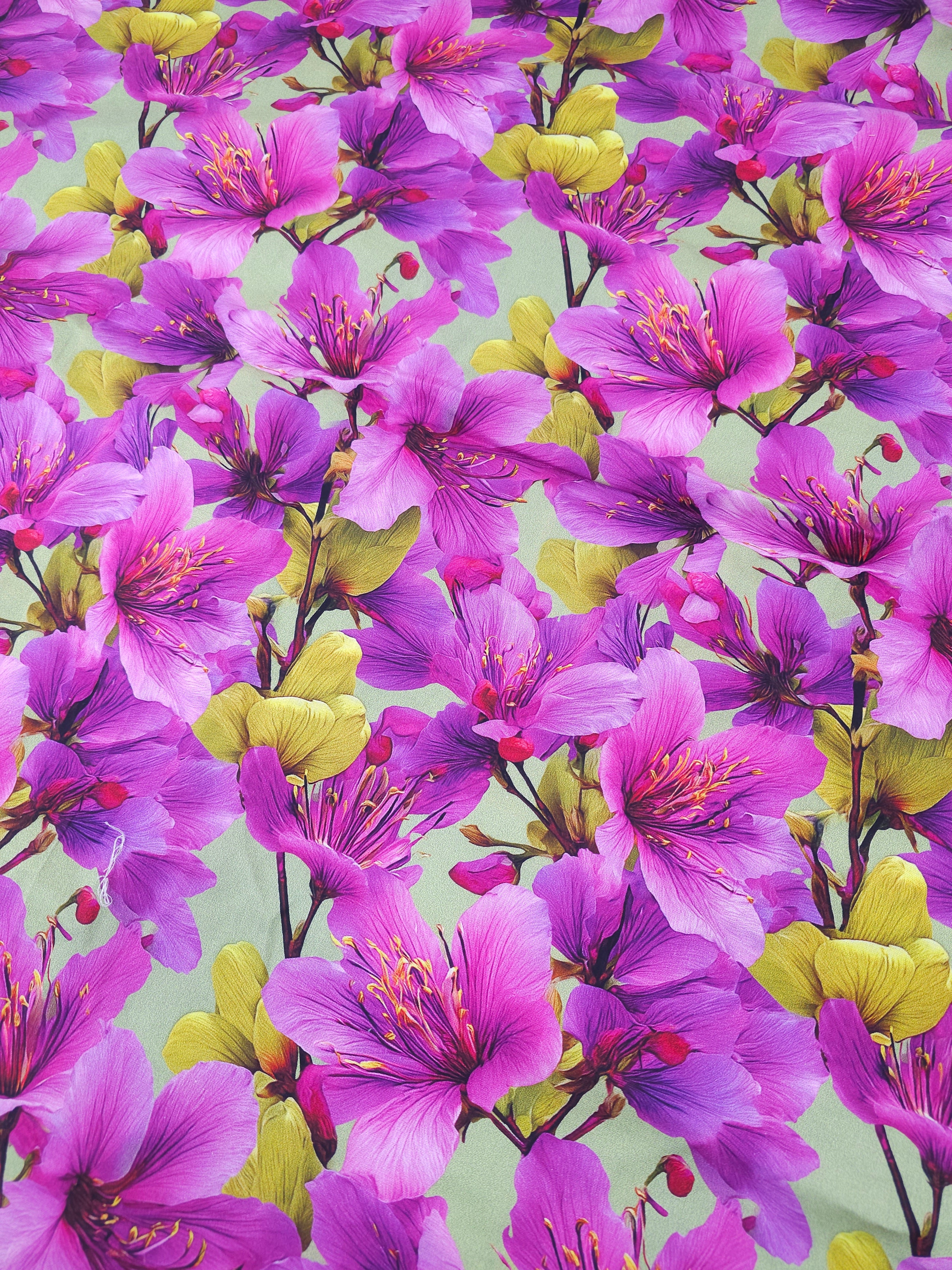 Magenta floral Cotton- 1.7m piece