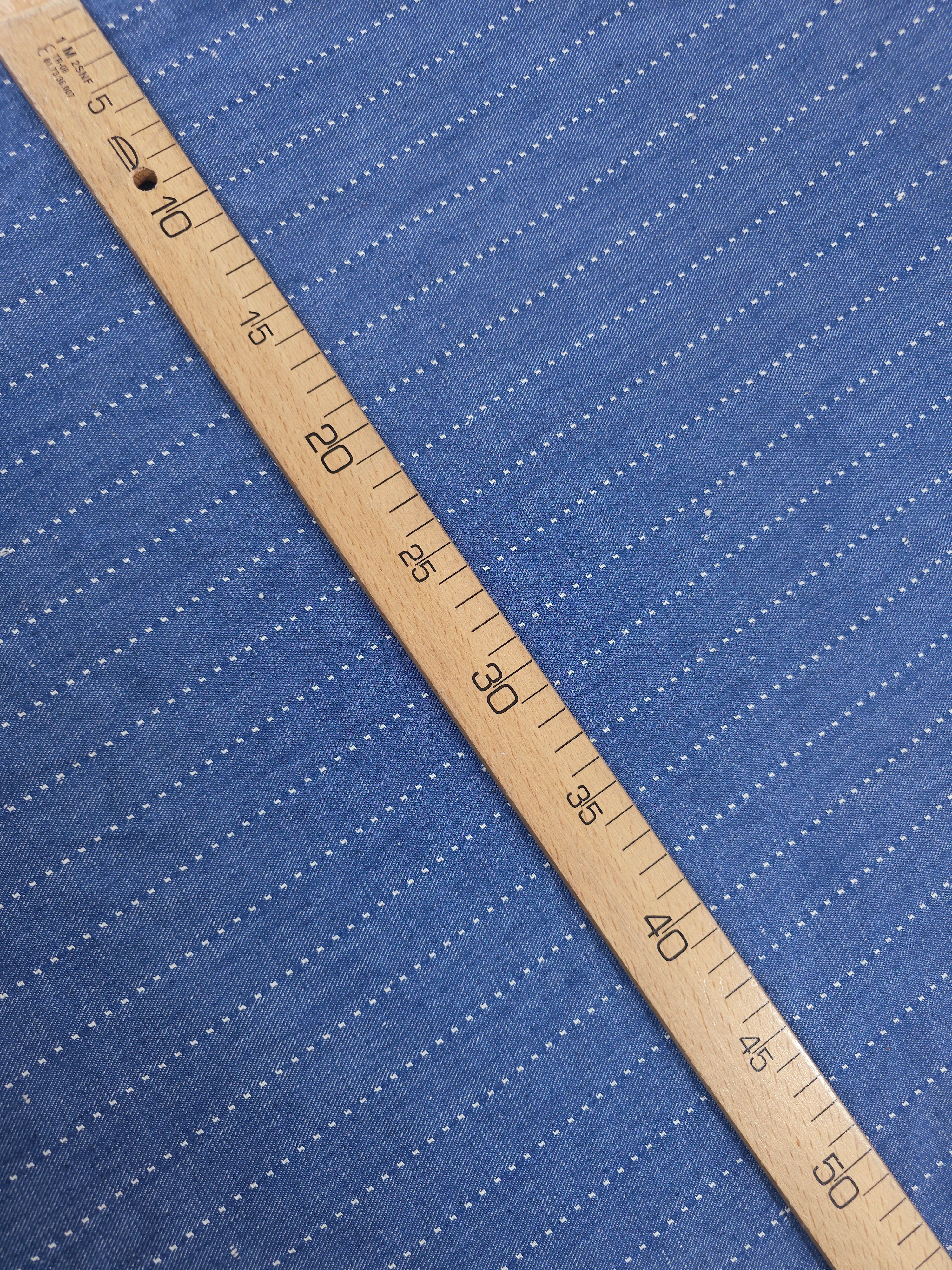 Washed Blue Dotty Track Stripe Denim