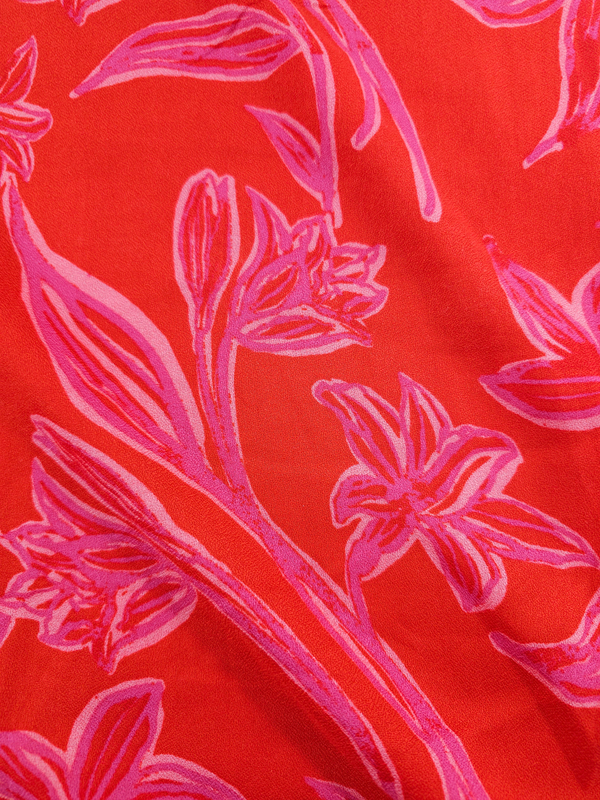Red pink fauna design Viscose crepe- 1.3m piece