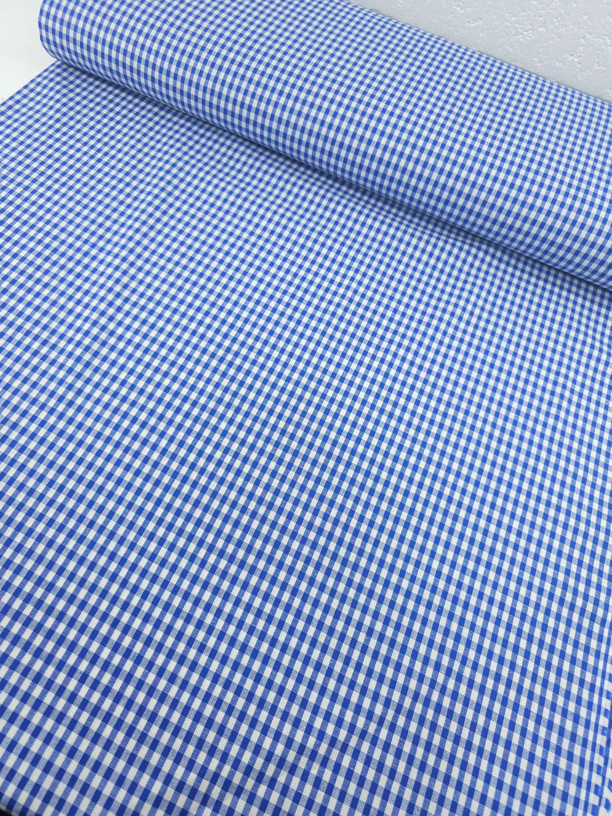 Cobalt Blue Small Gingham 100% Cotton 55"