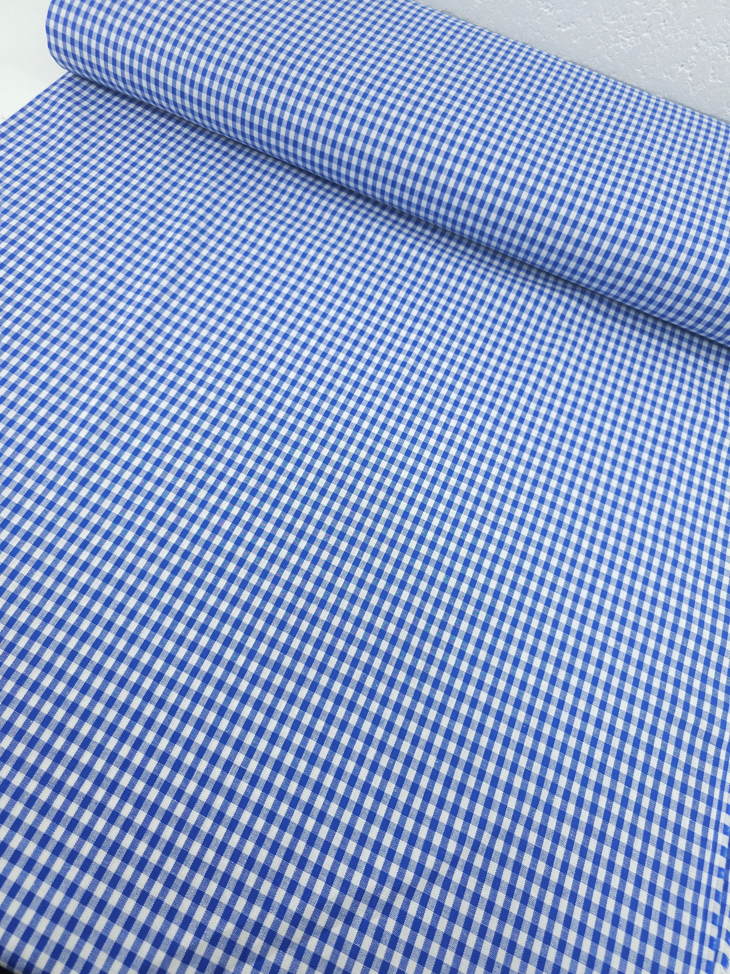 Cobalt Blue Small Gingham 100% Cotton 55"