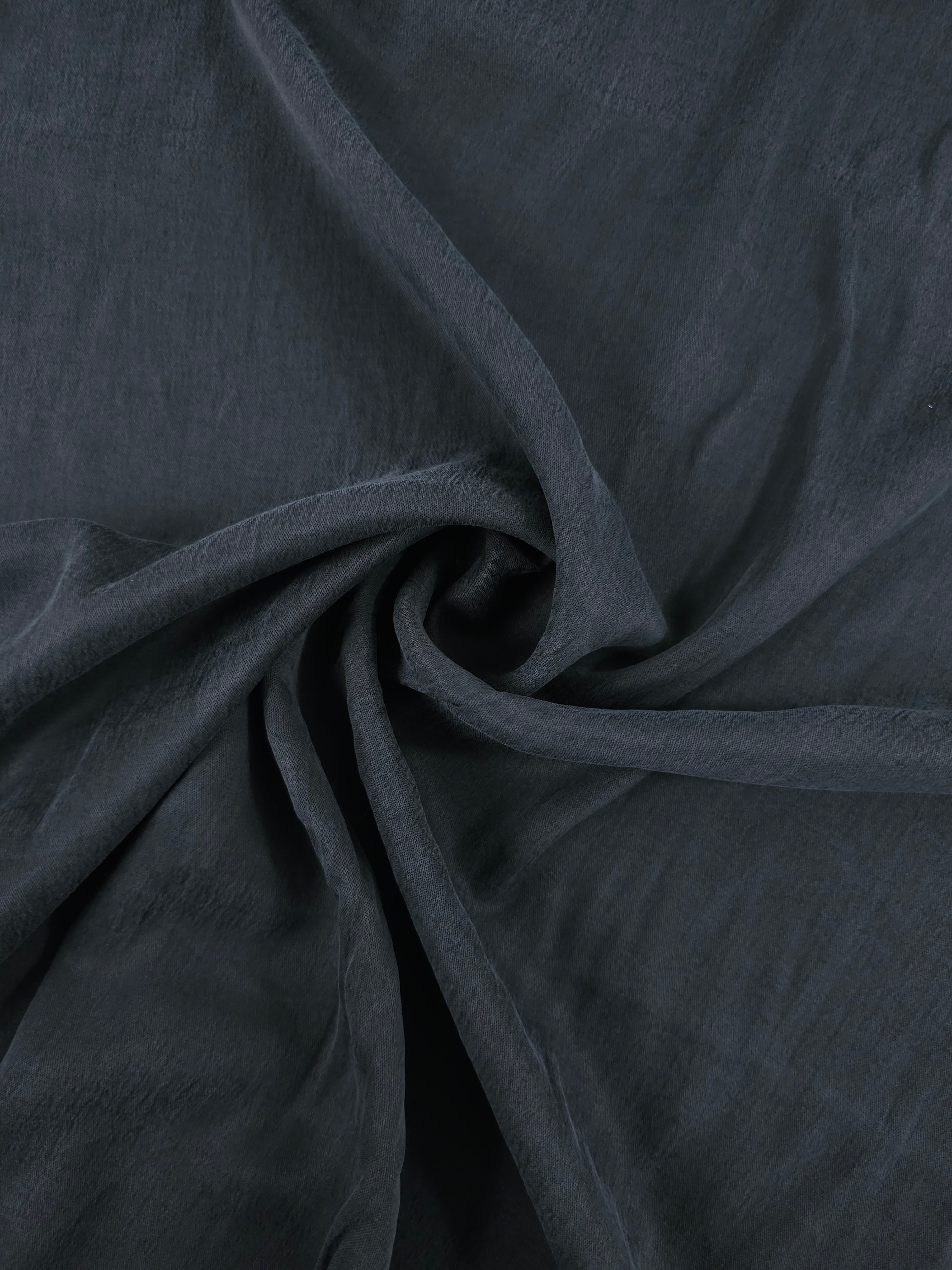 Black Sandwashed Cupro Viscose