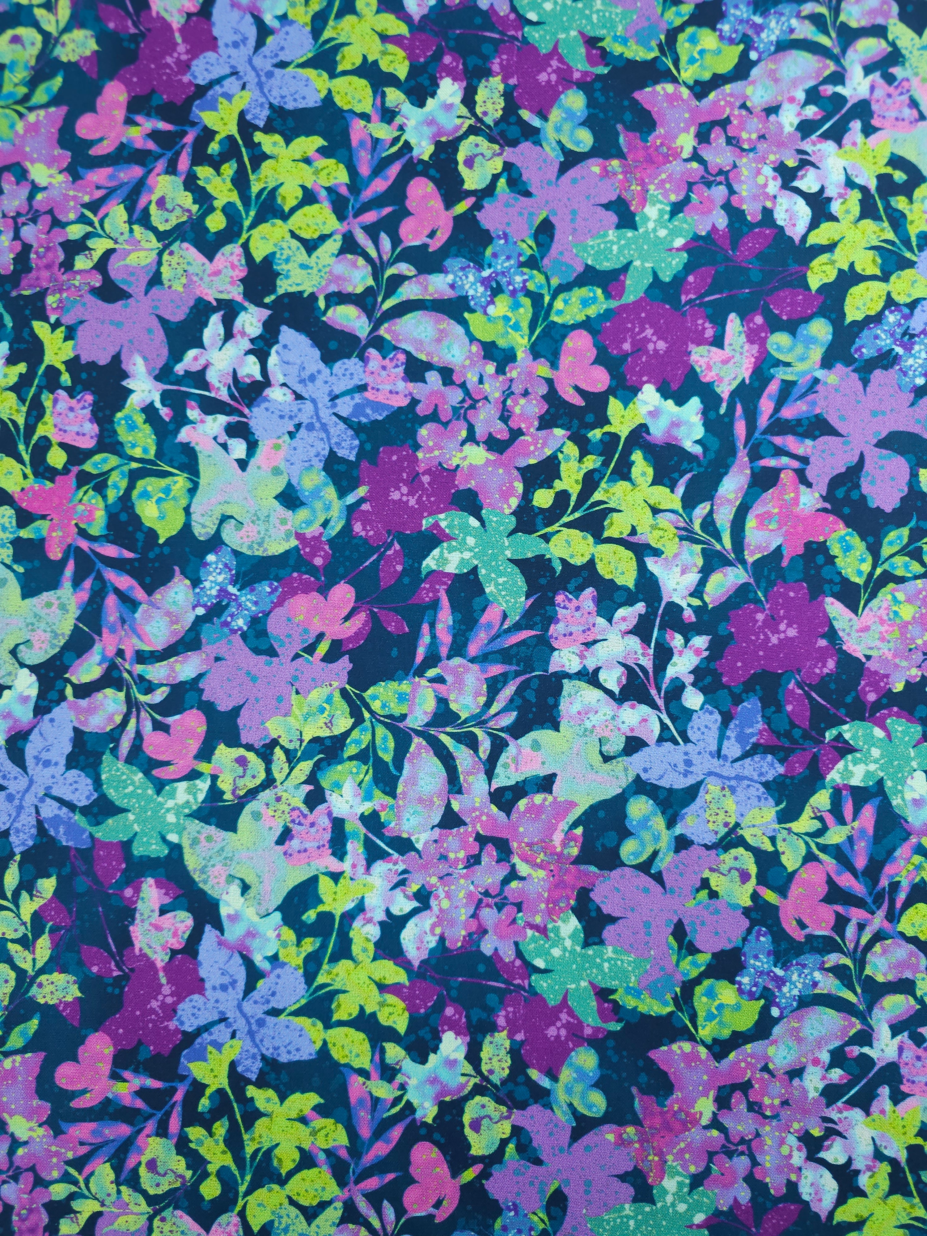 Purple Floral Butterfly 100% Cotton 108" - Robert Kaufman *EXTRA WIDE*