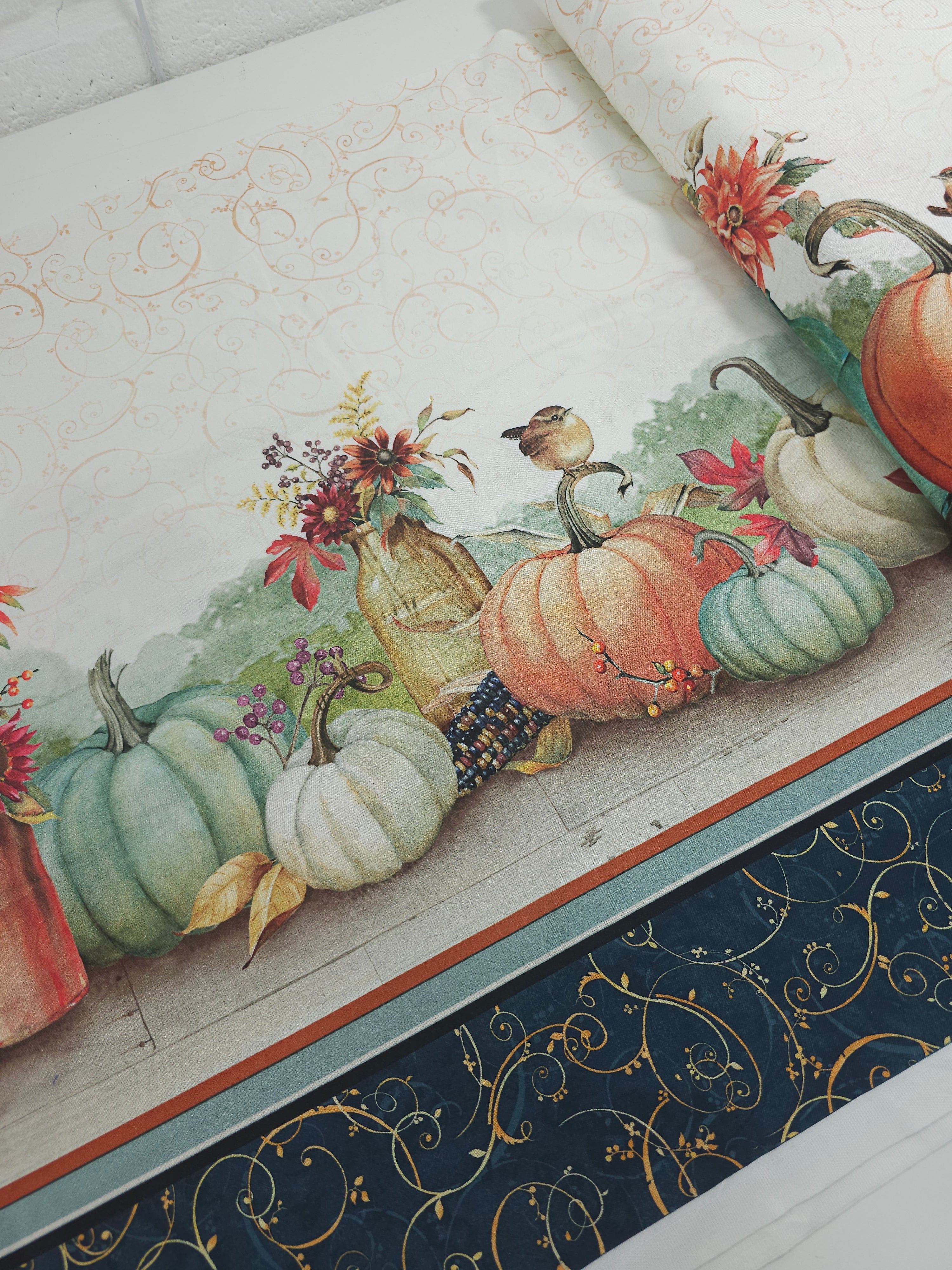 Pumpkin Floral Display 100% Cotton