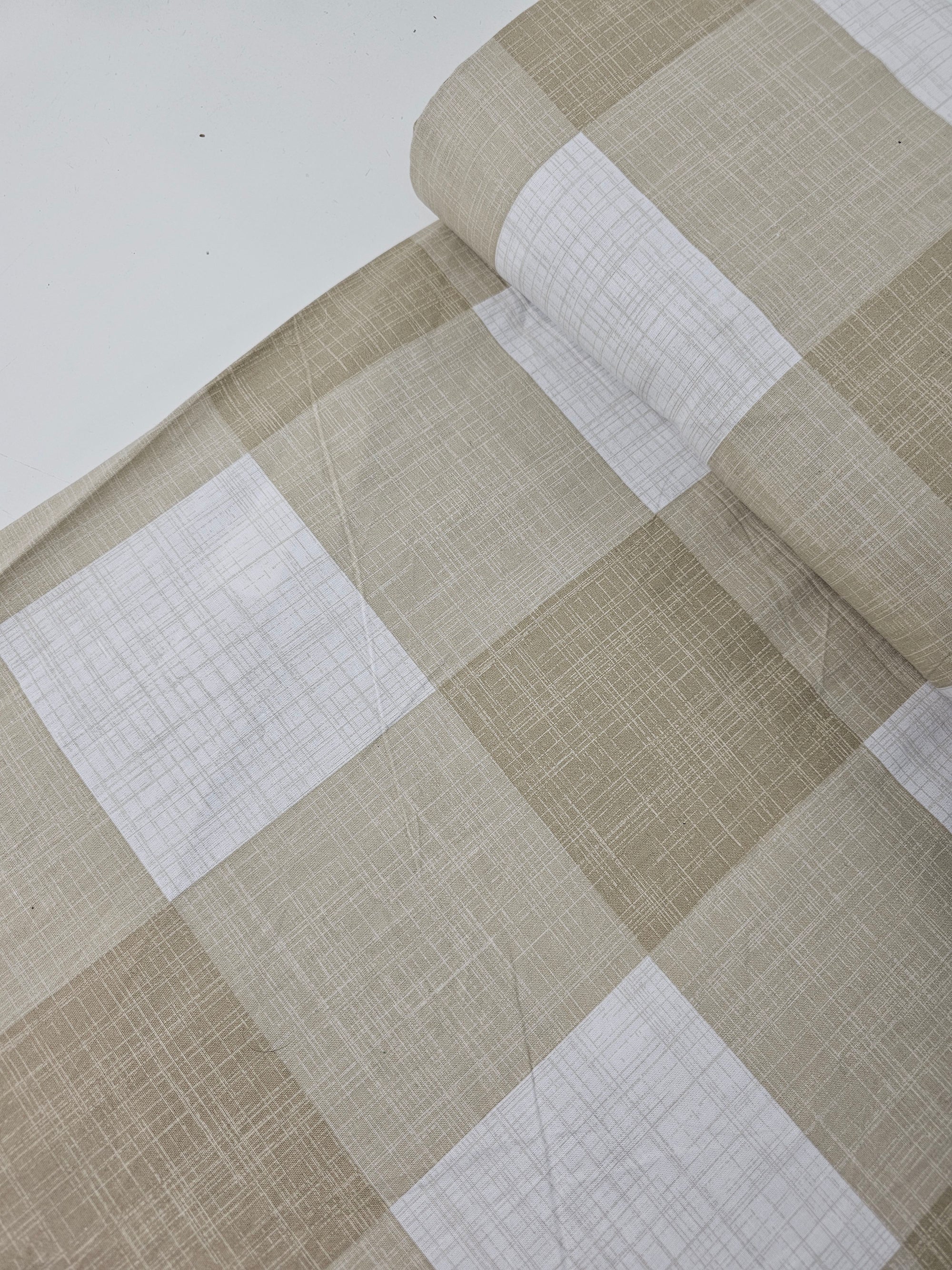 Oat Large Check 100% Cotton *EXTRA WIDE*