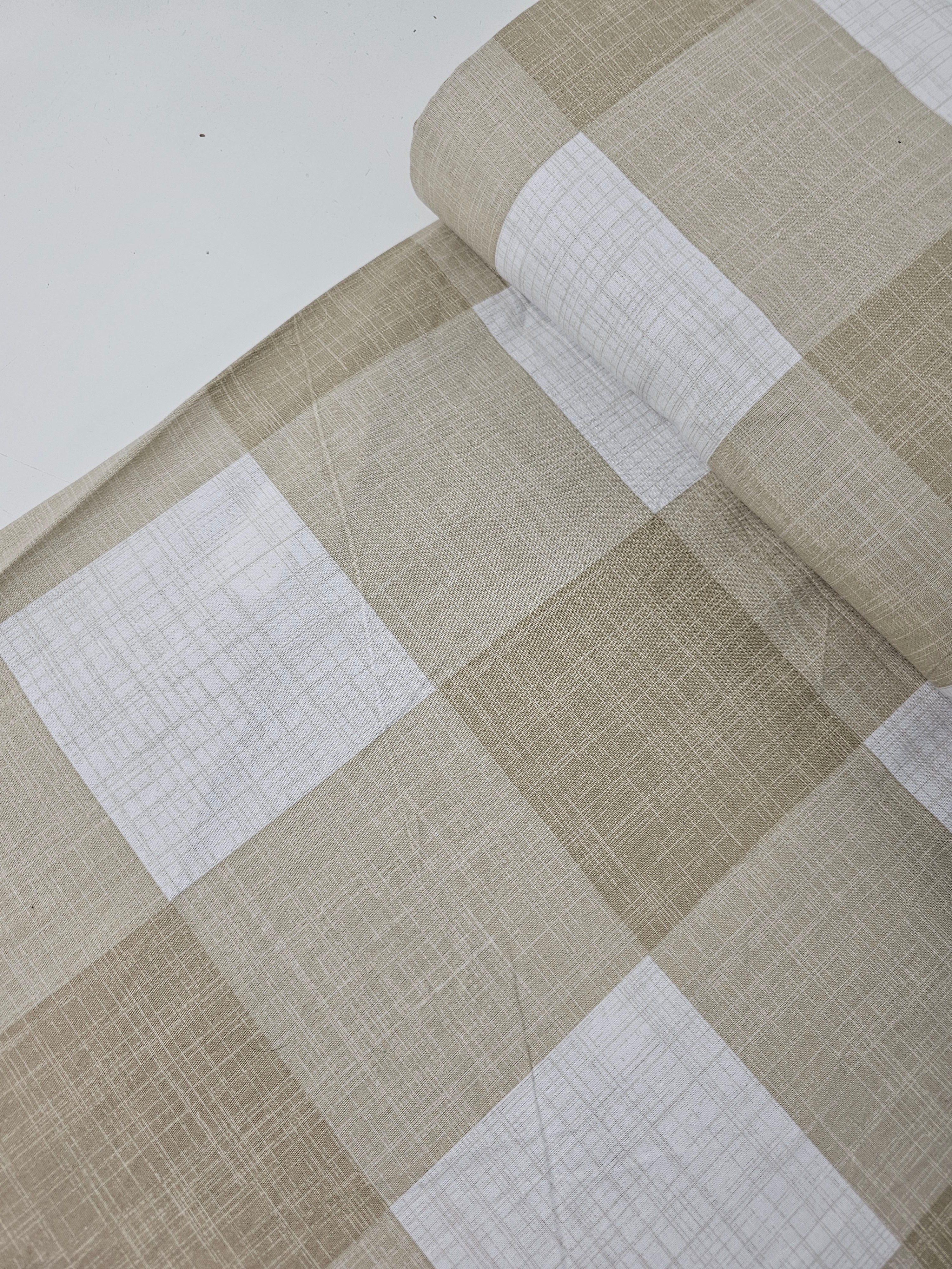 Oat Large Check 100% Cotton *EXTRA WIDE*
