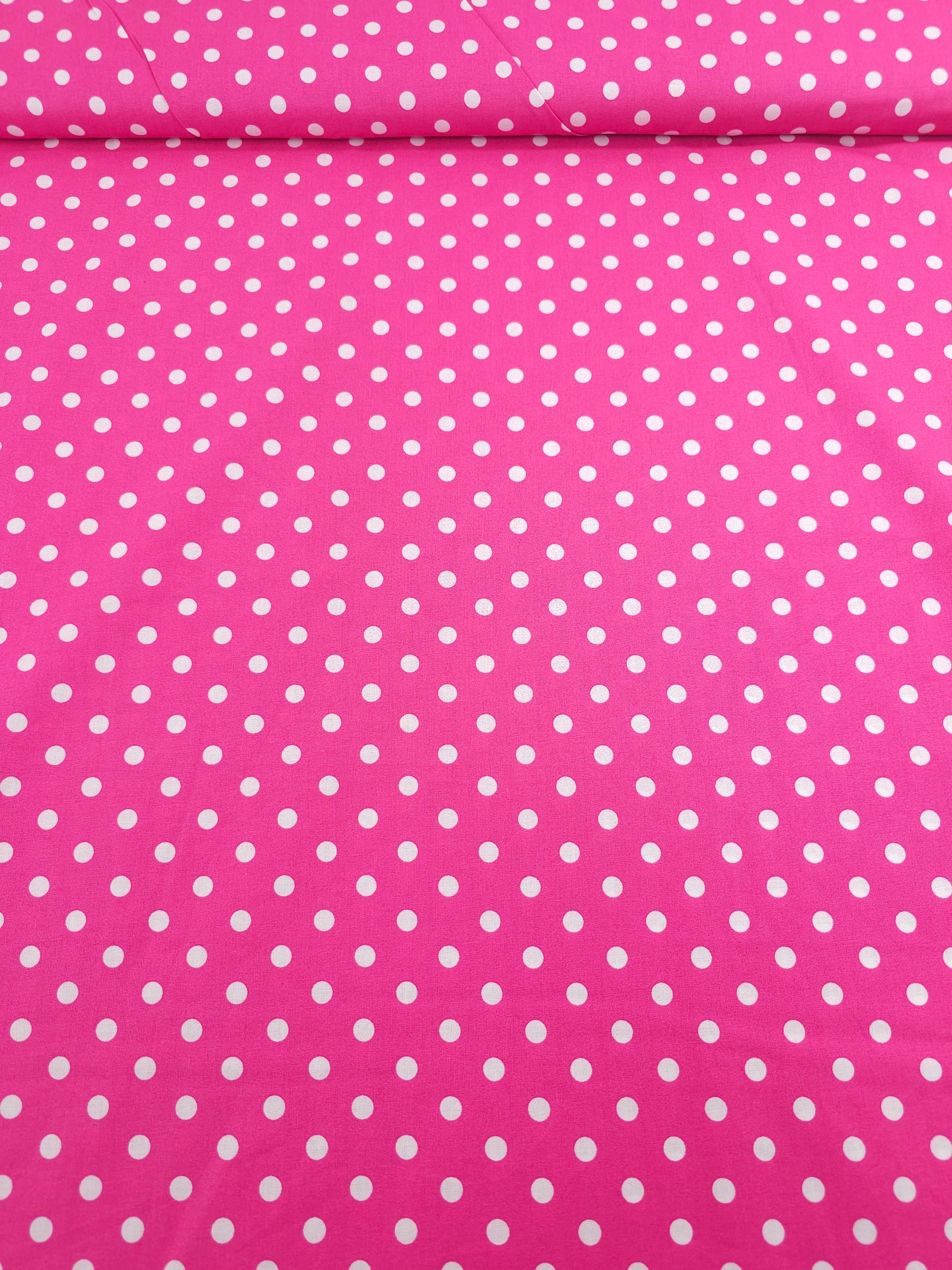 Bright Fuchsia Pink Small Polka Spot Lightweight Cotton 55"