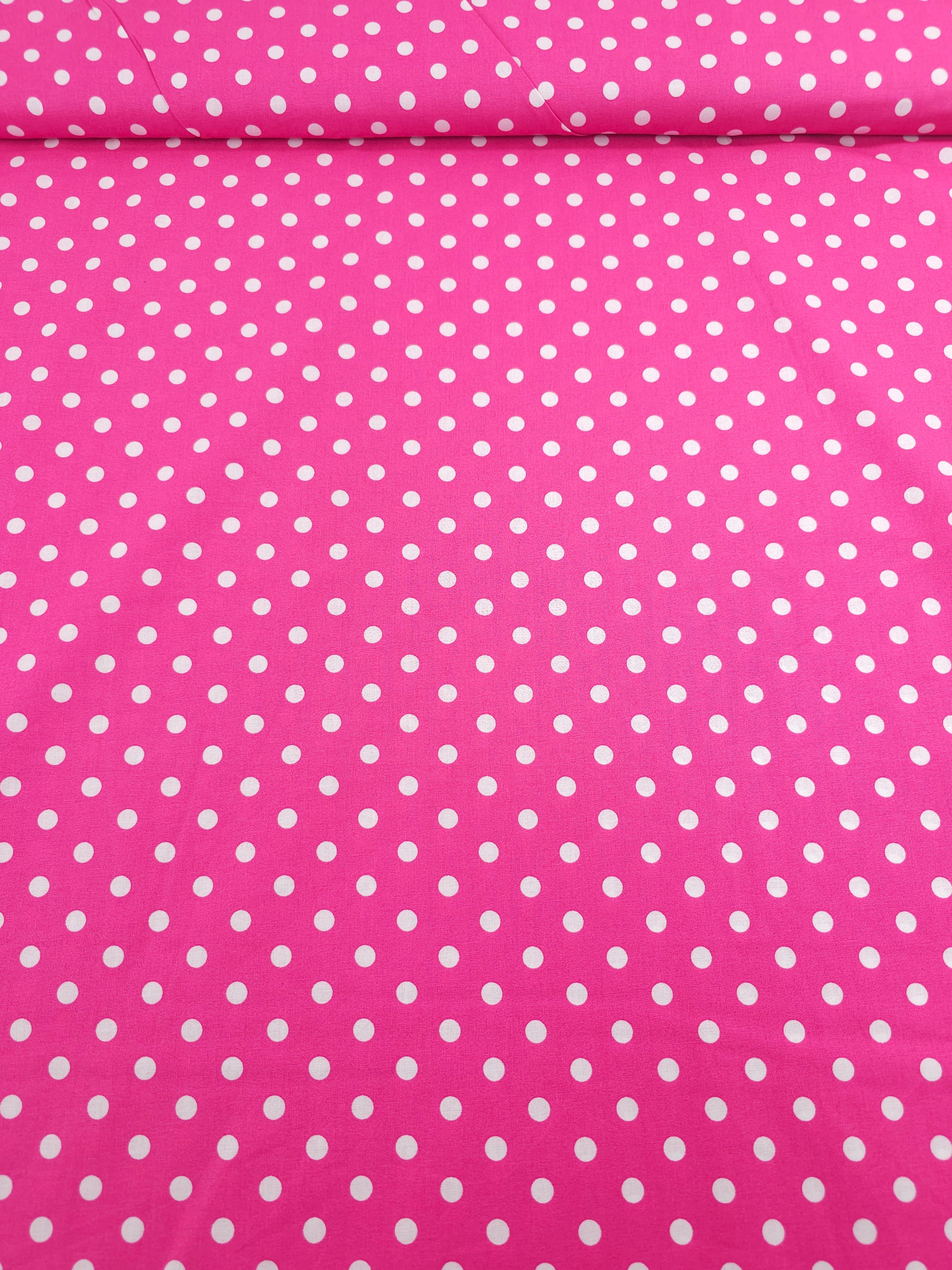 Bright Fuchsia Pink Small Polka Spot Lightweight Cotton 55"