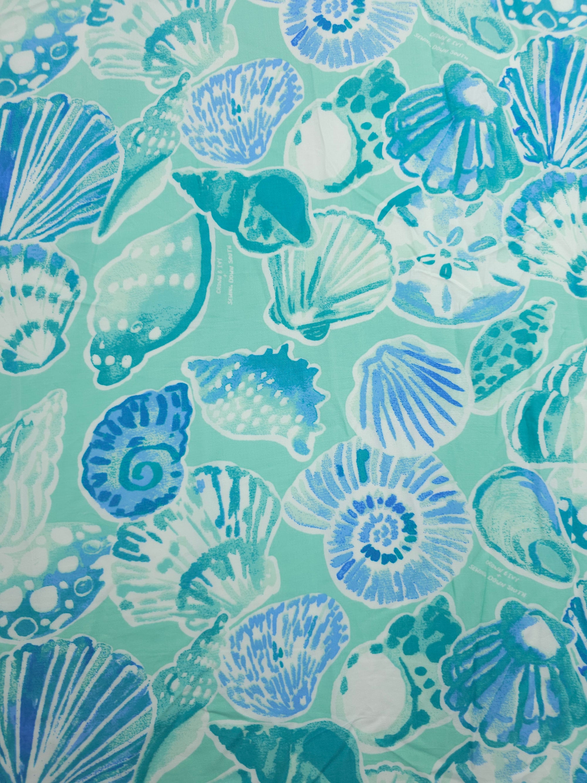 Aqua Teal Marina Shells Viscose Challis - Crown & Ivy