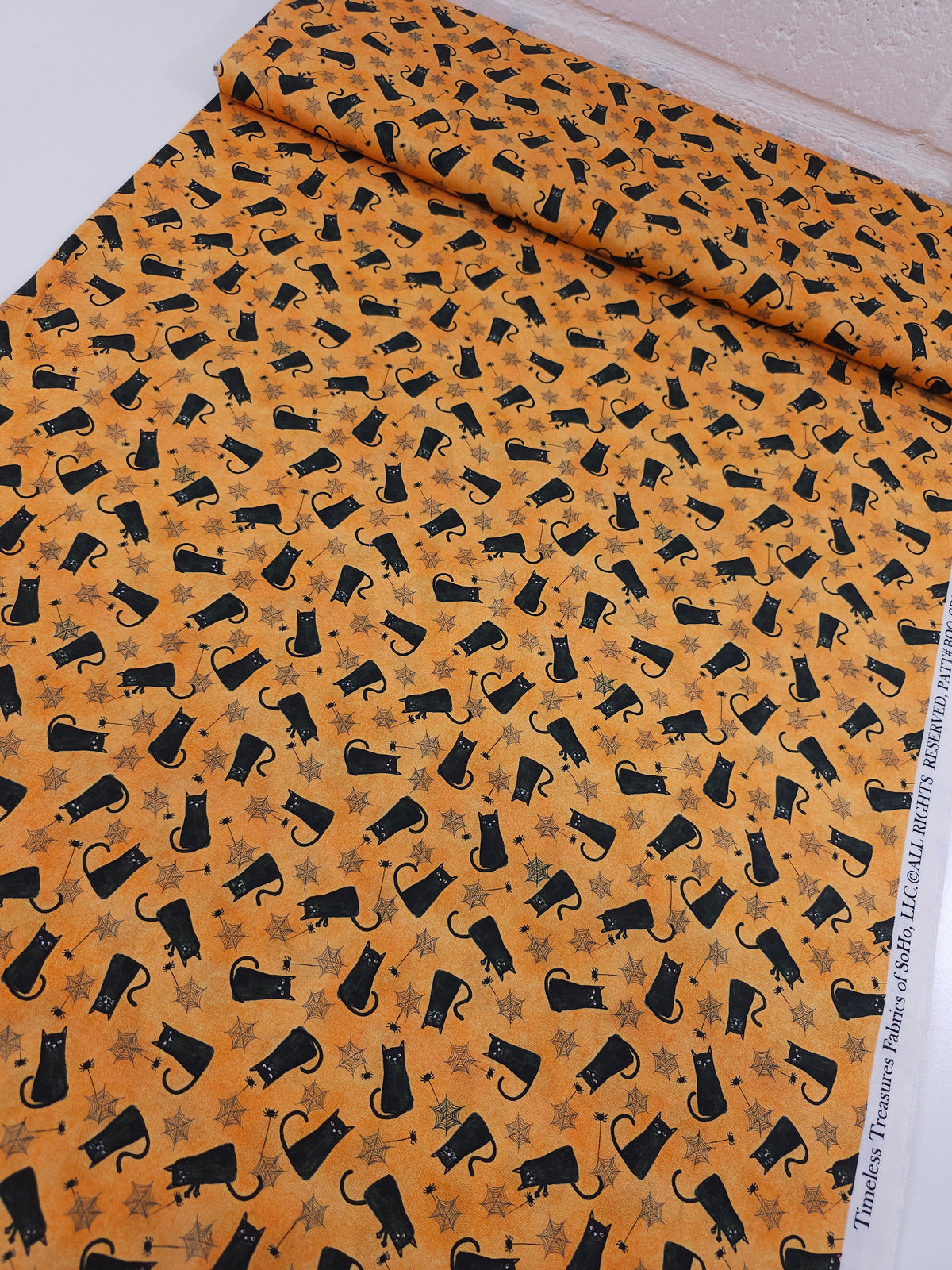 Orange/Black Halloween Cat 100% Cotton