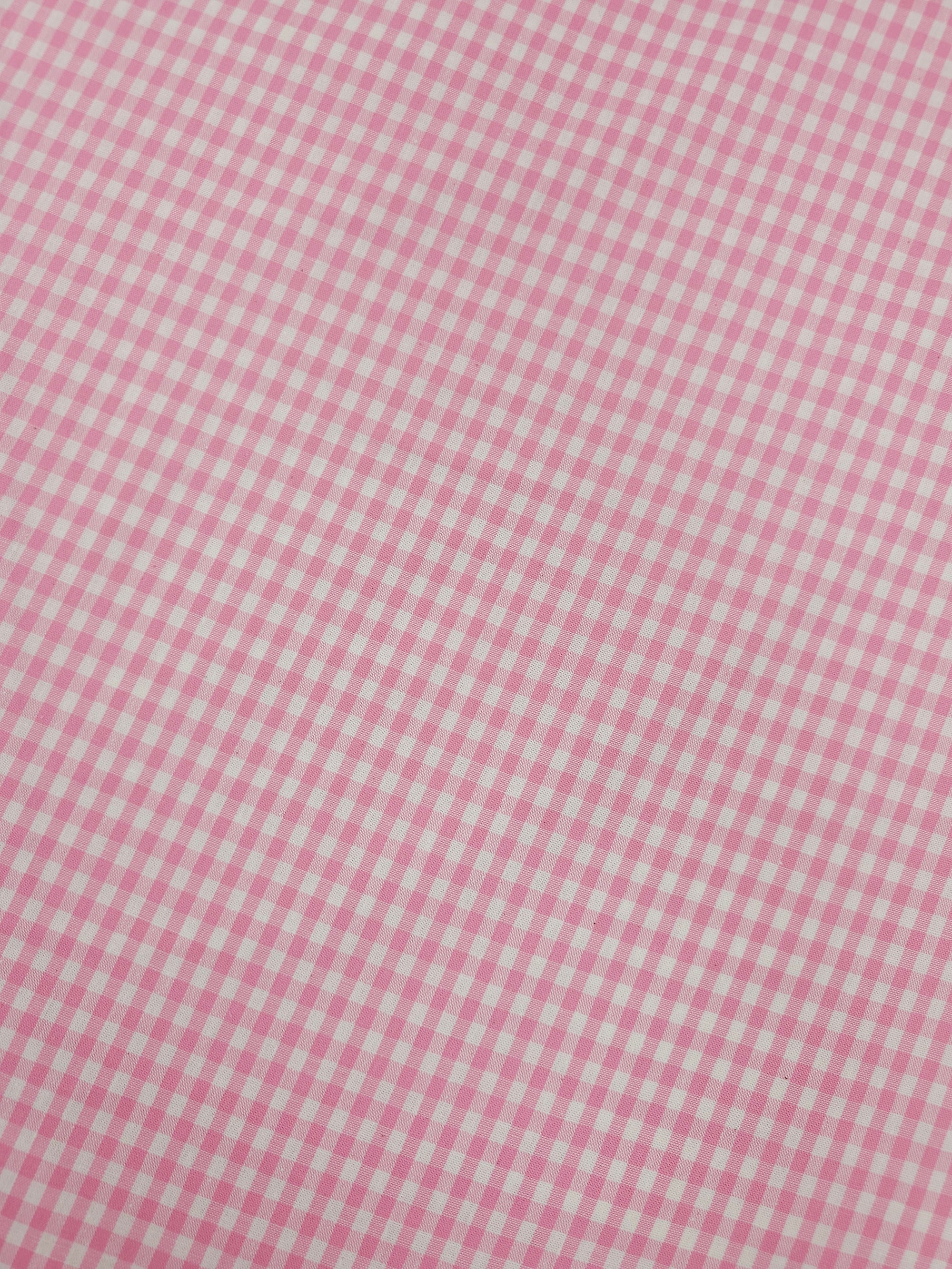 Pink Small Gingham 100% Cotton 55"