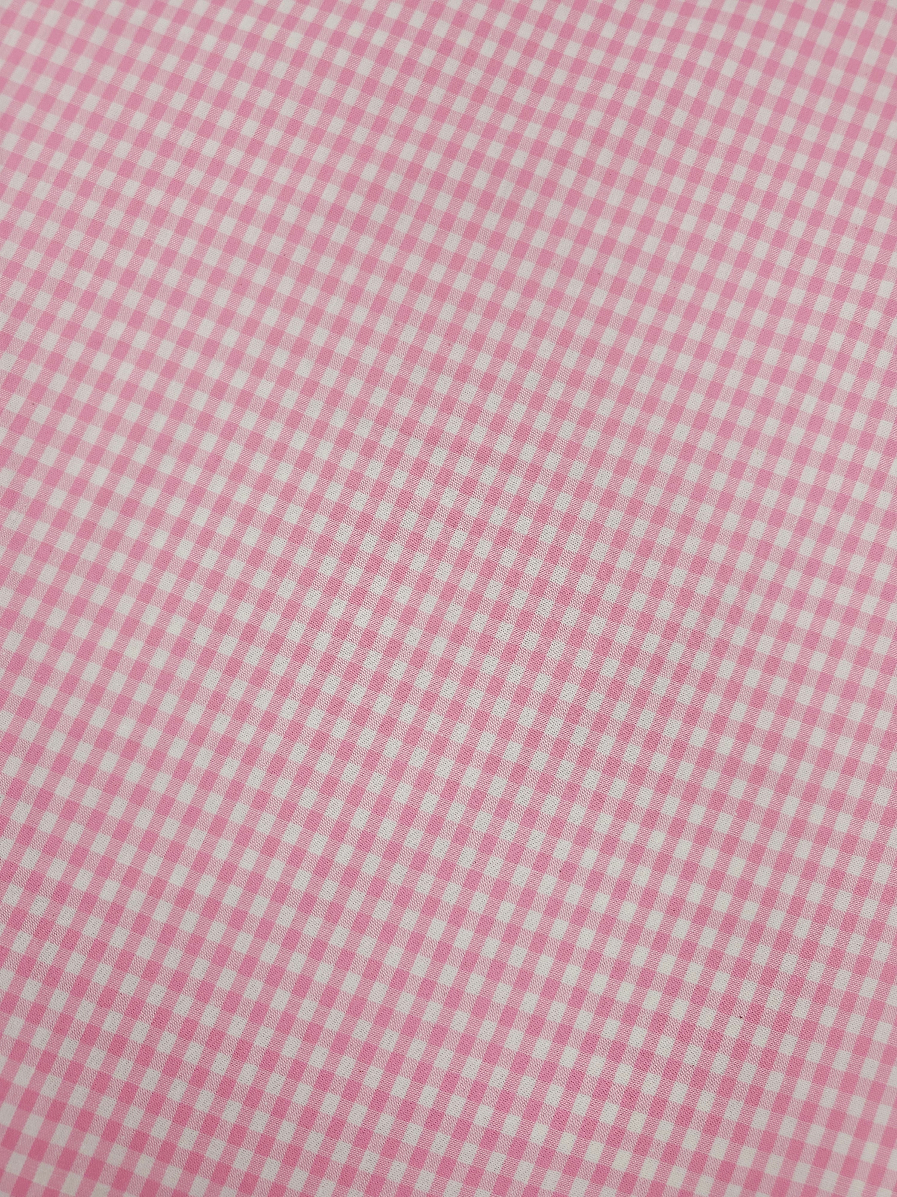 Pink Small Gingham 100% Cotton 55"