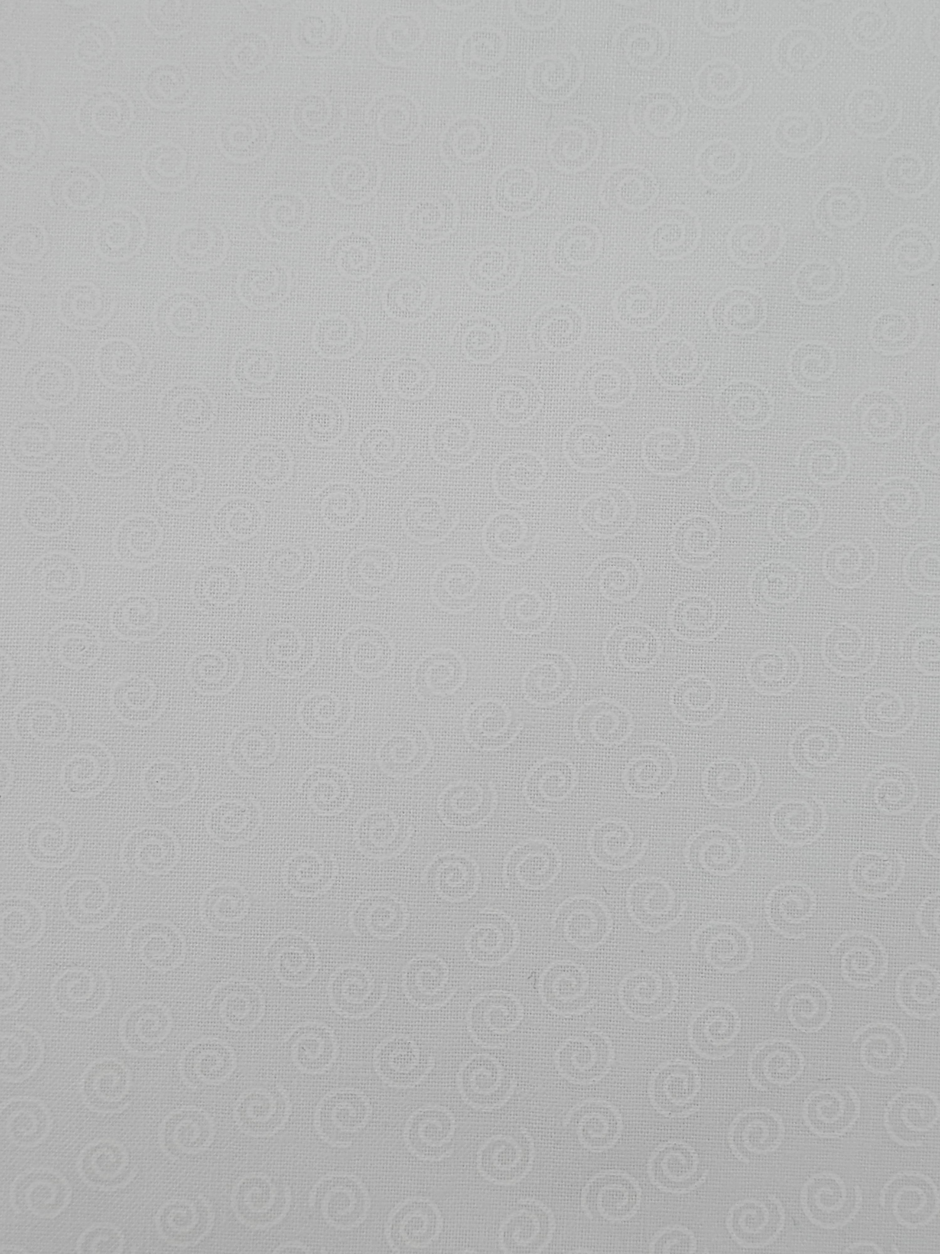 Mini Spiral Swirl White On White Tonal 100% Cotton