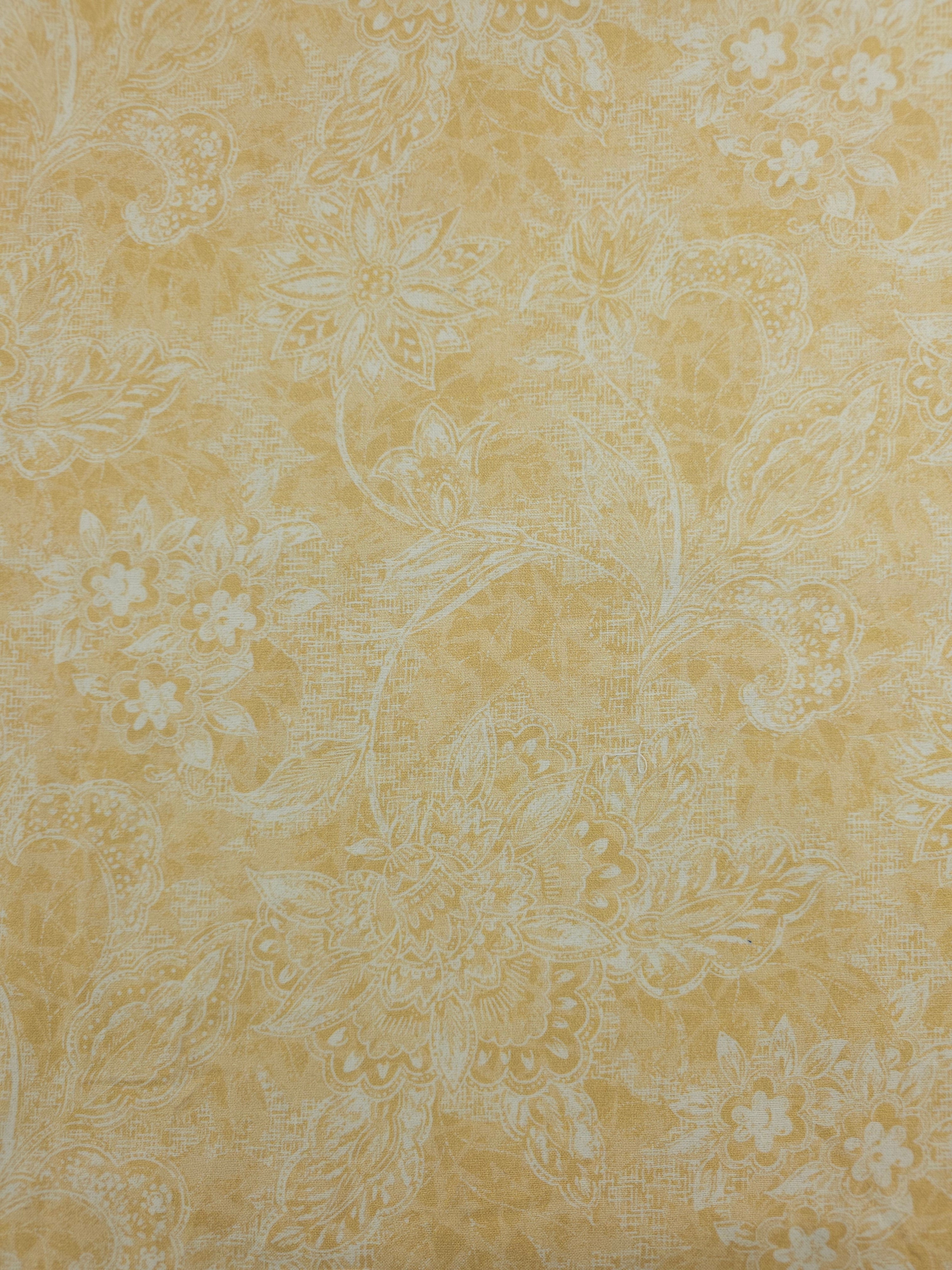 Honey Yellow Vintage Etheral Floral 100% Cotton 118" *EXTRA WIDE*