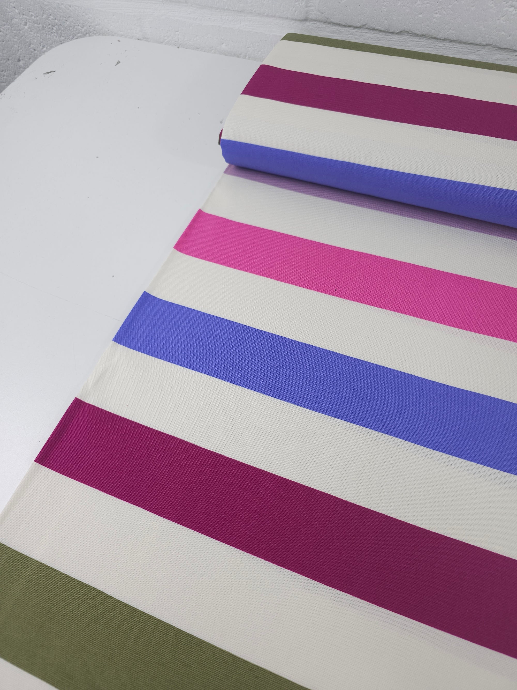 Berry Fusion Block Stripe Lightweight Canvas Cotton