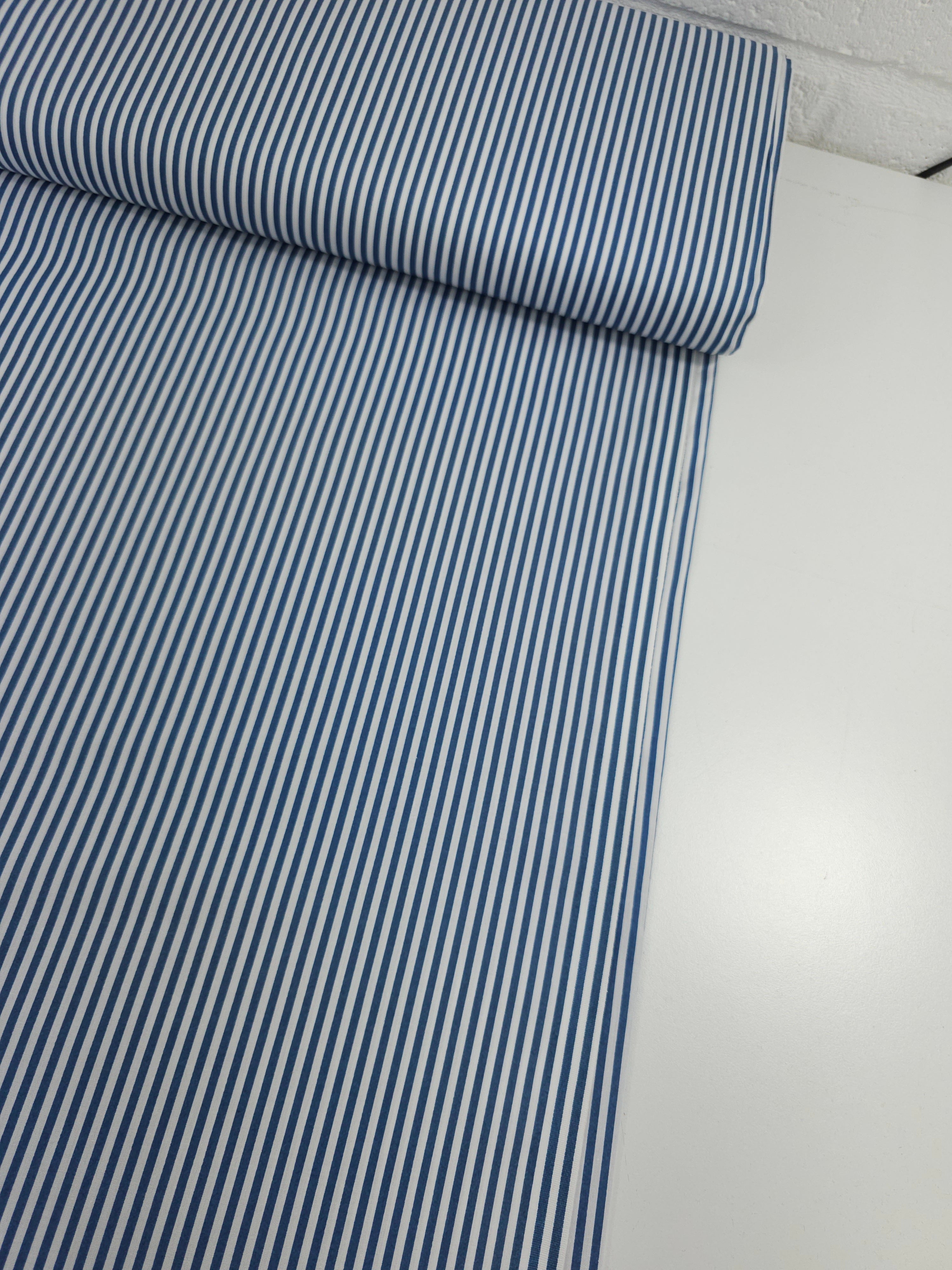 Steel Blue/White Stripe 100% Cotton 103" *EXTRA WIDE*