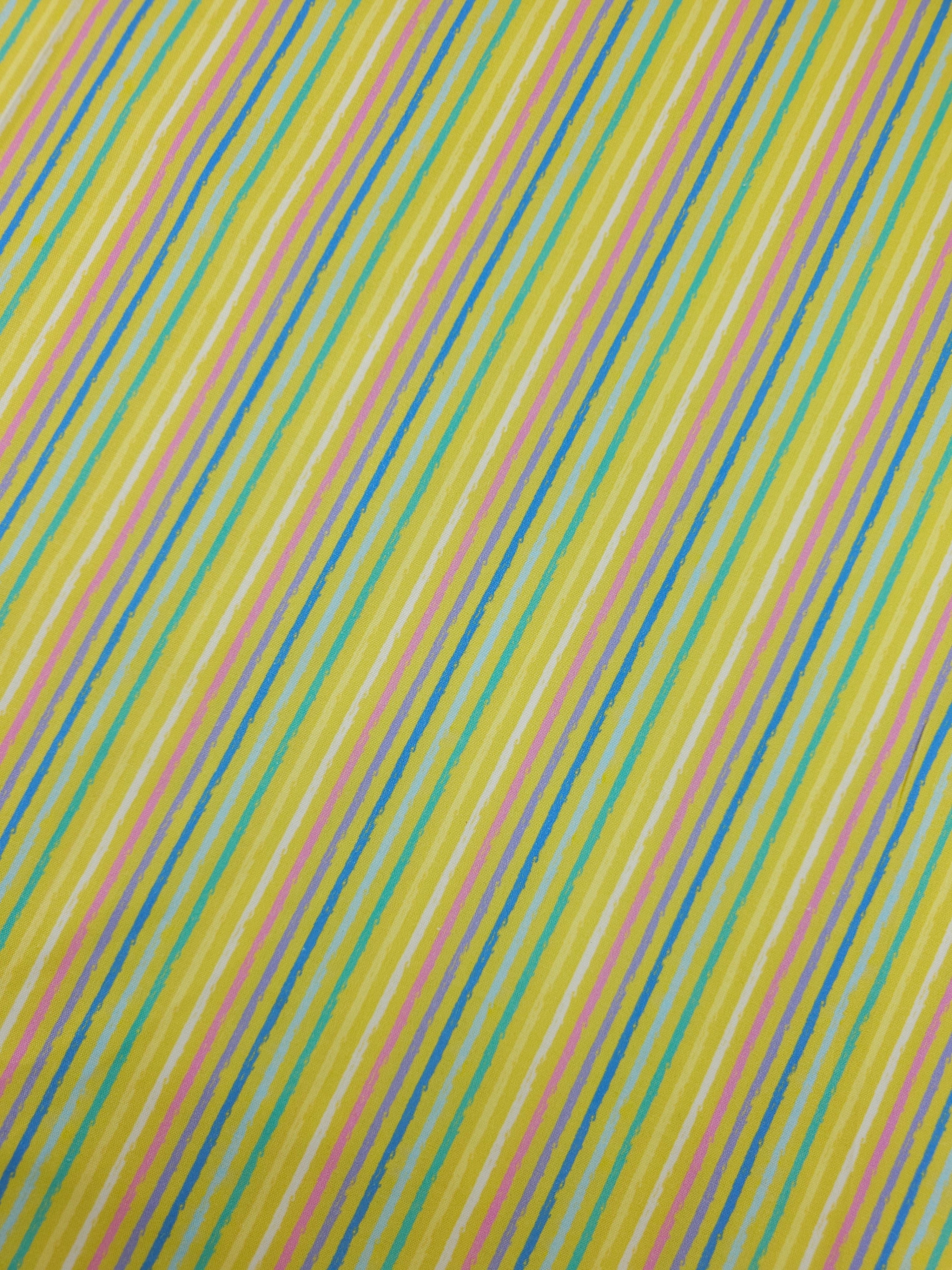 Yellow/Multi Static Stripe 100% Cotton - Robert Kaufman