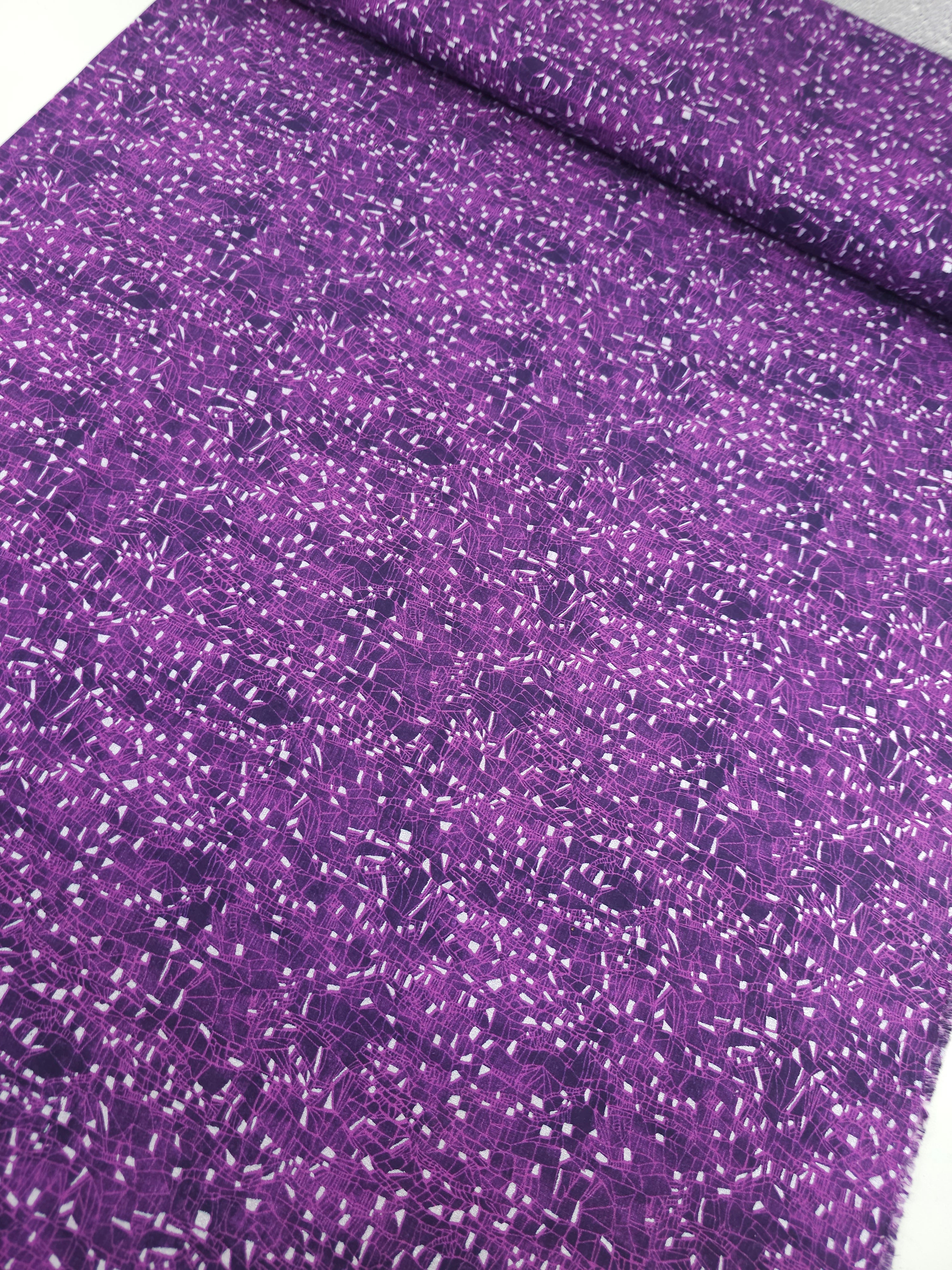 Purple/Silver Mosaic Crackles 100% Cotton - Benartex