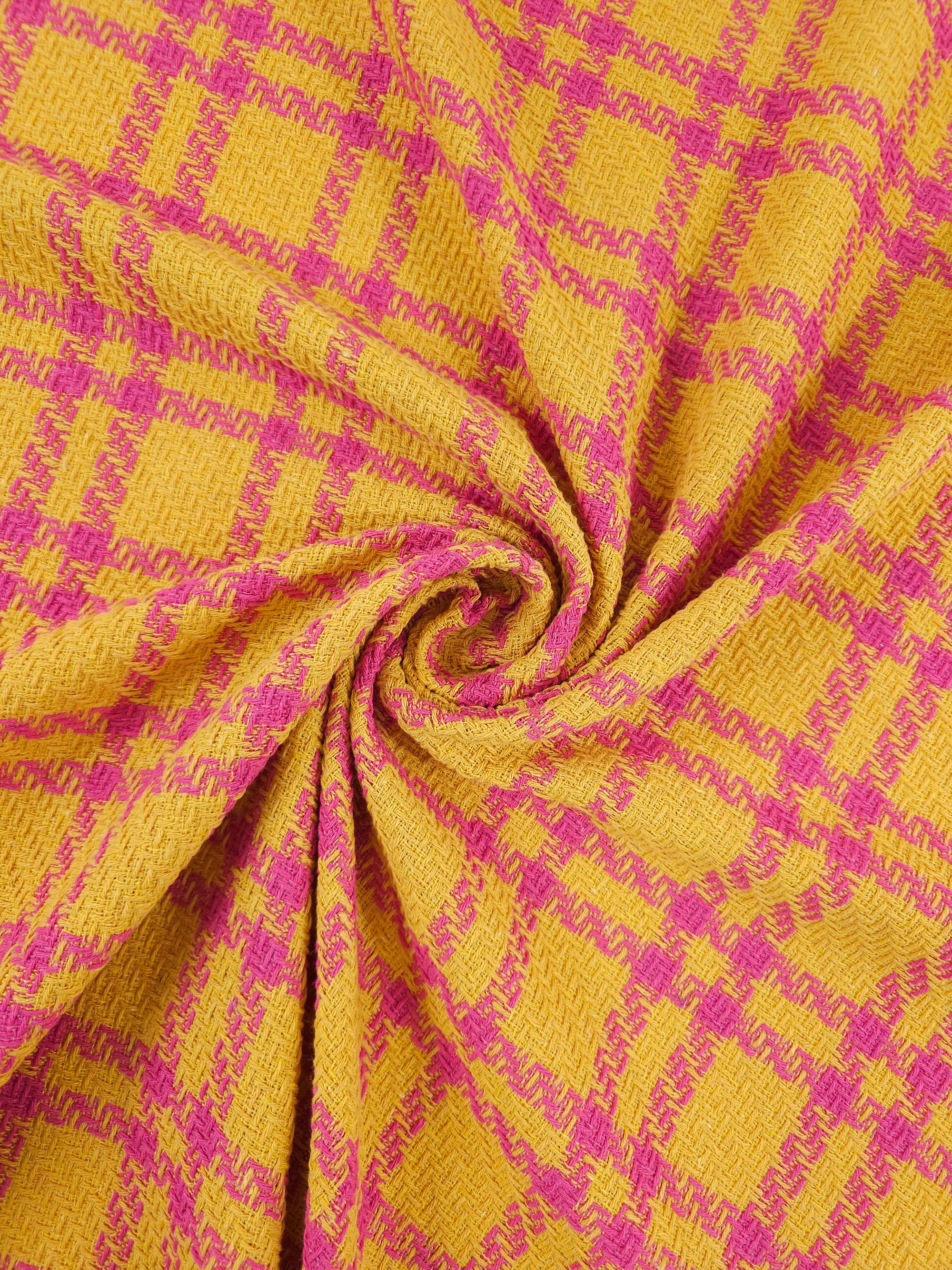 Yellow/Pink Tartan Boucle