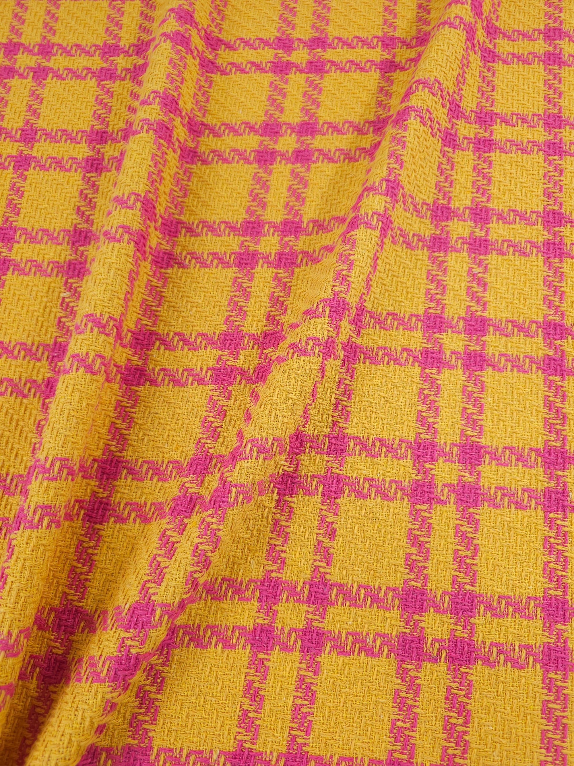 Yellow/Pink Tartan Boucle