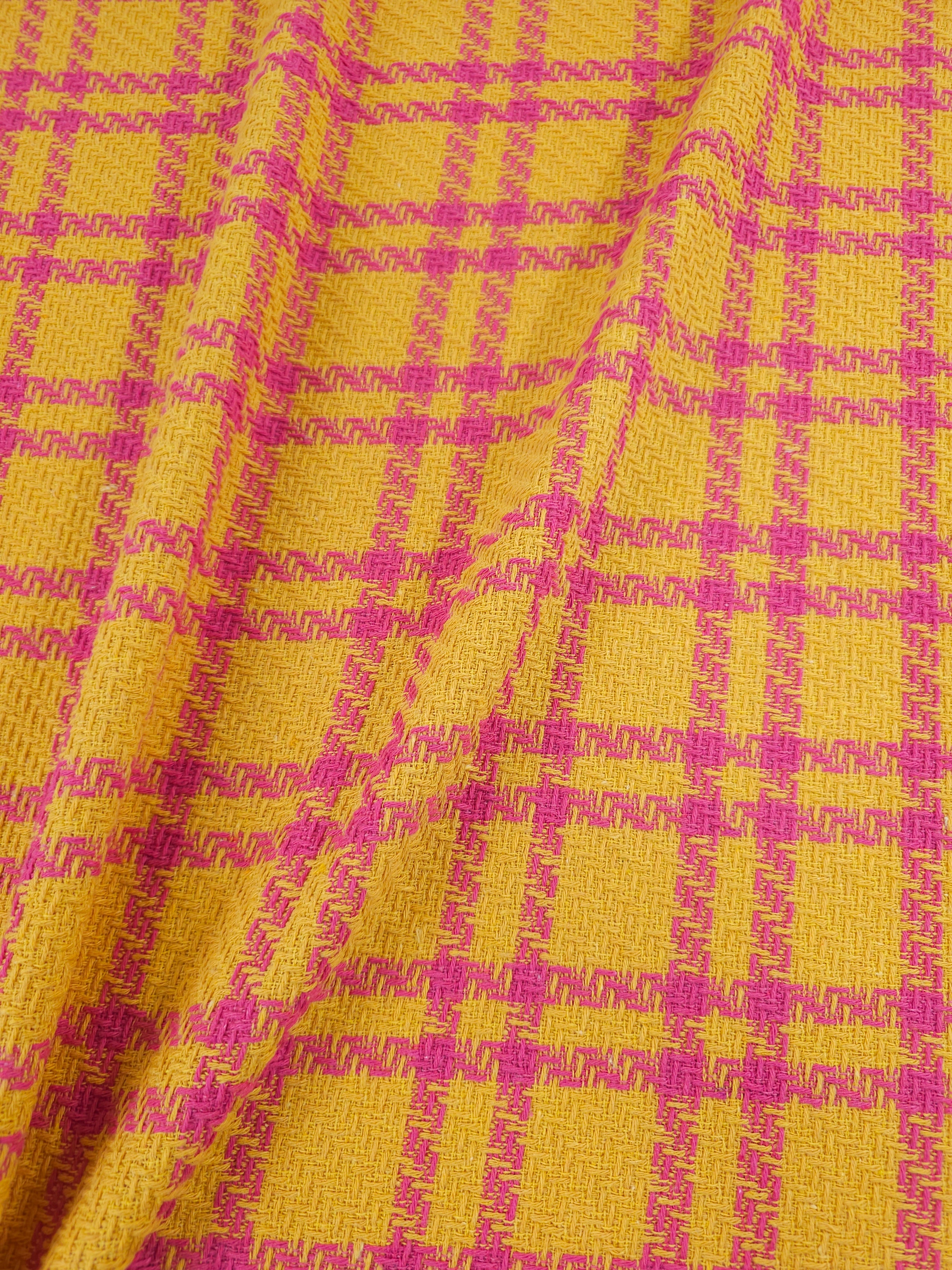 Yellow/Pink Tartan Boucle