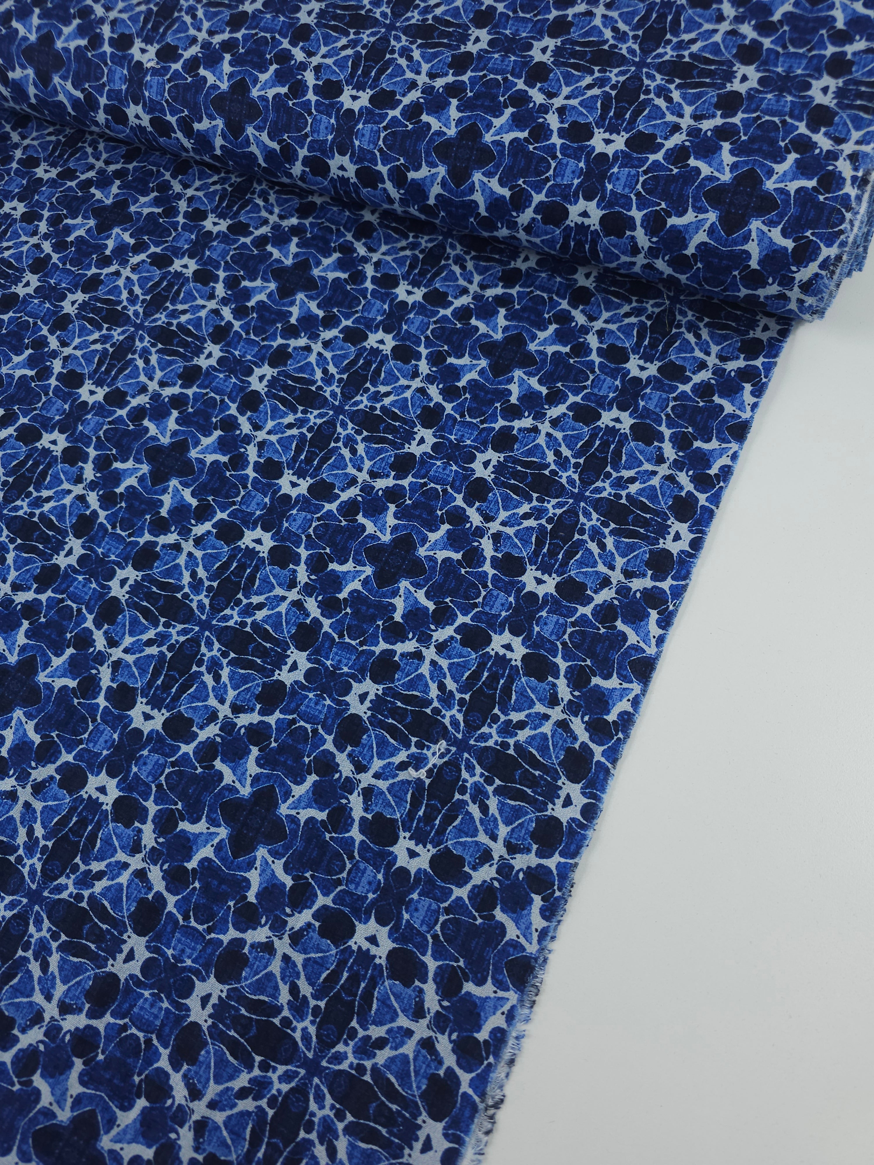 Denim Blue Kaleidoscope 100% Cotton
