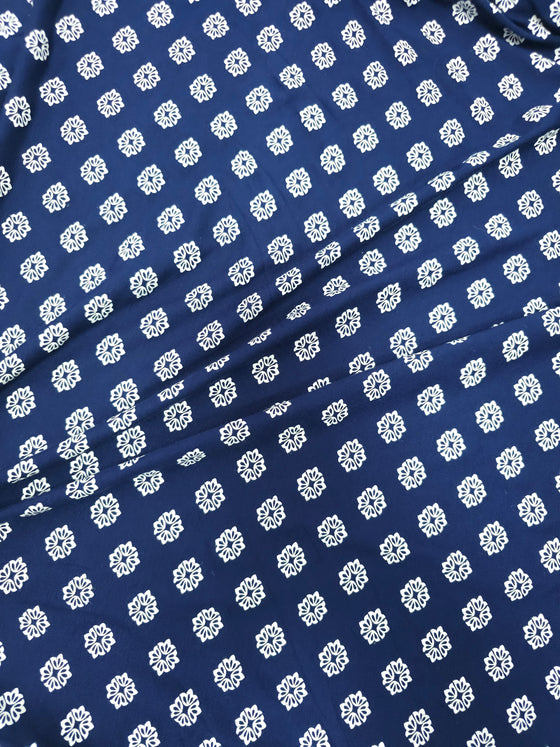 Navy Abstract Flower Petal Viscose Jersey