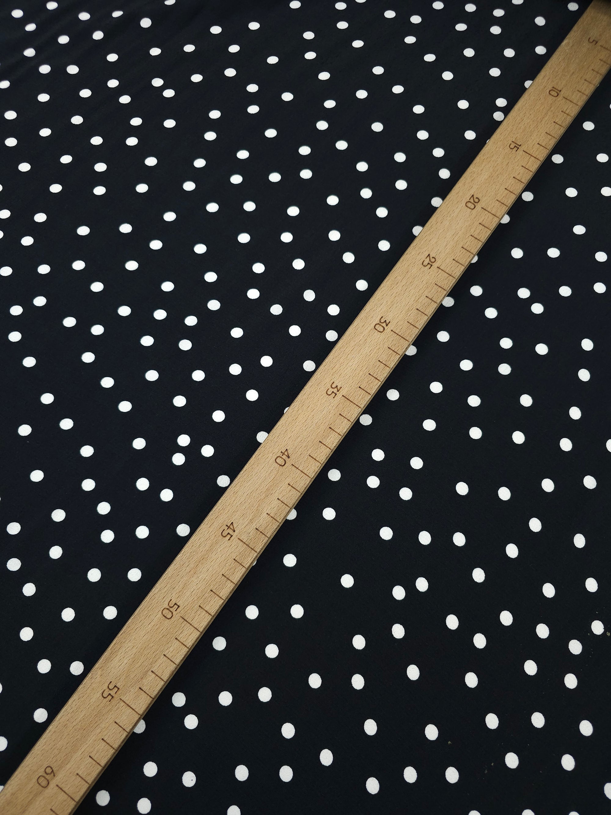 Black/White Mini Polka Dot Viscose Crepe