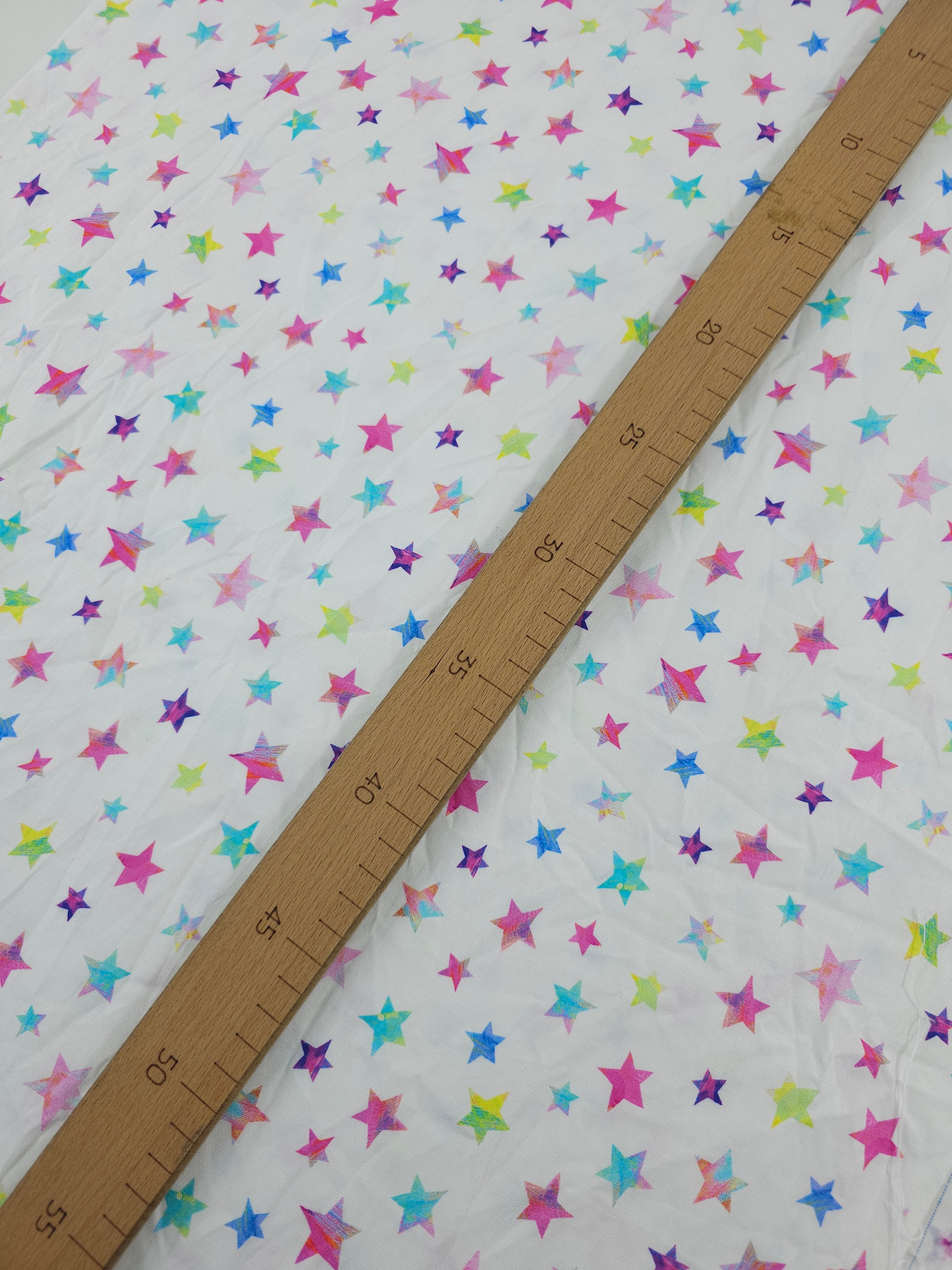 Multicolour Irregular Tossed Stars 100% Cotton