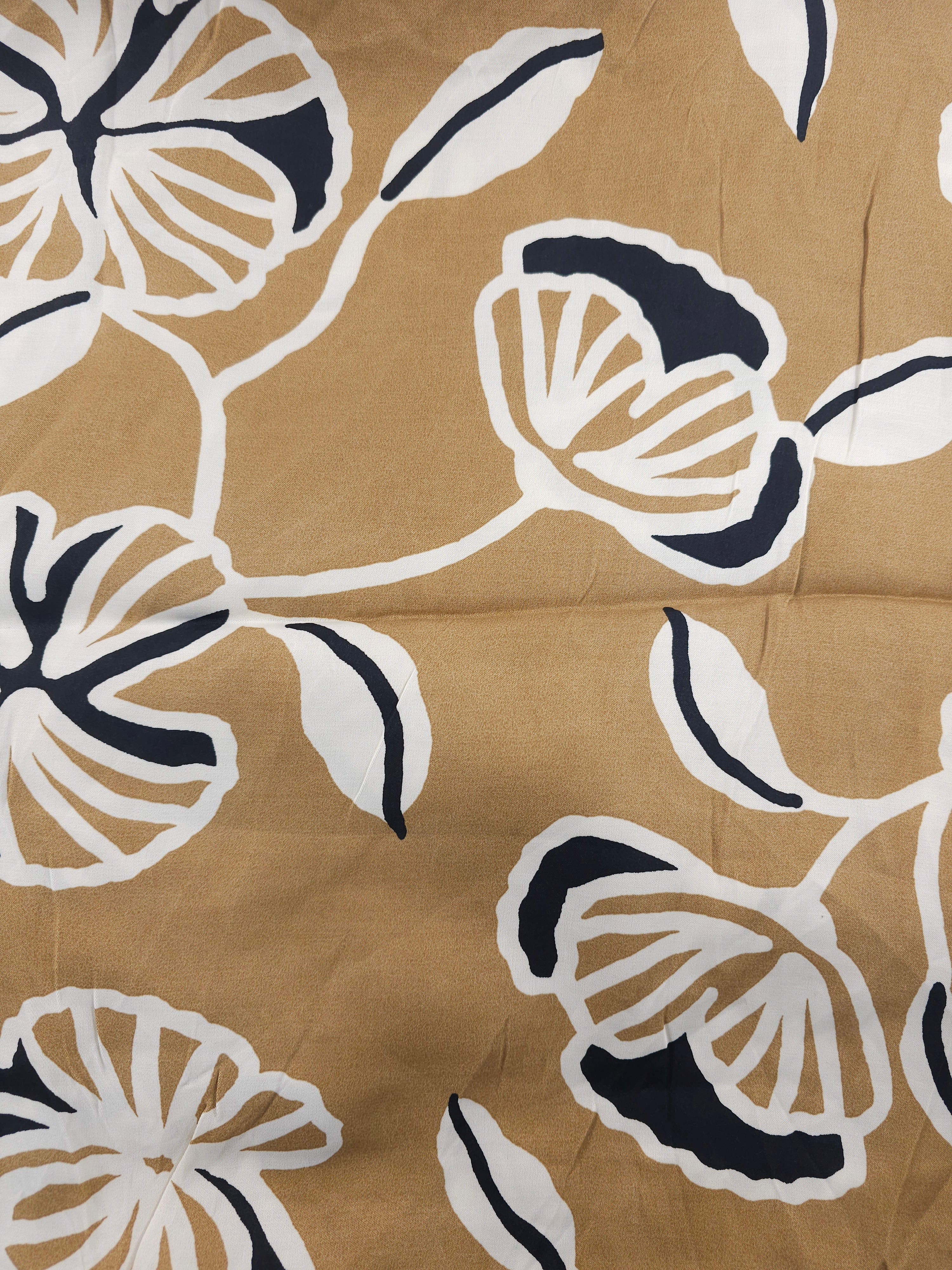 Beige flower Viscose- 1.5m piece