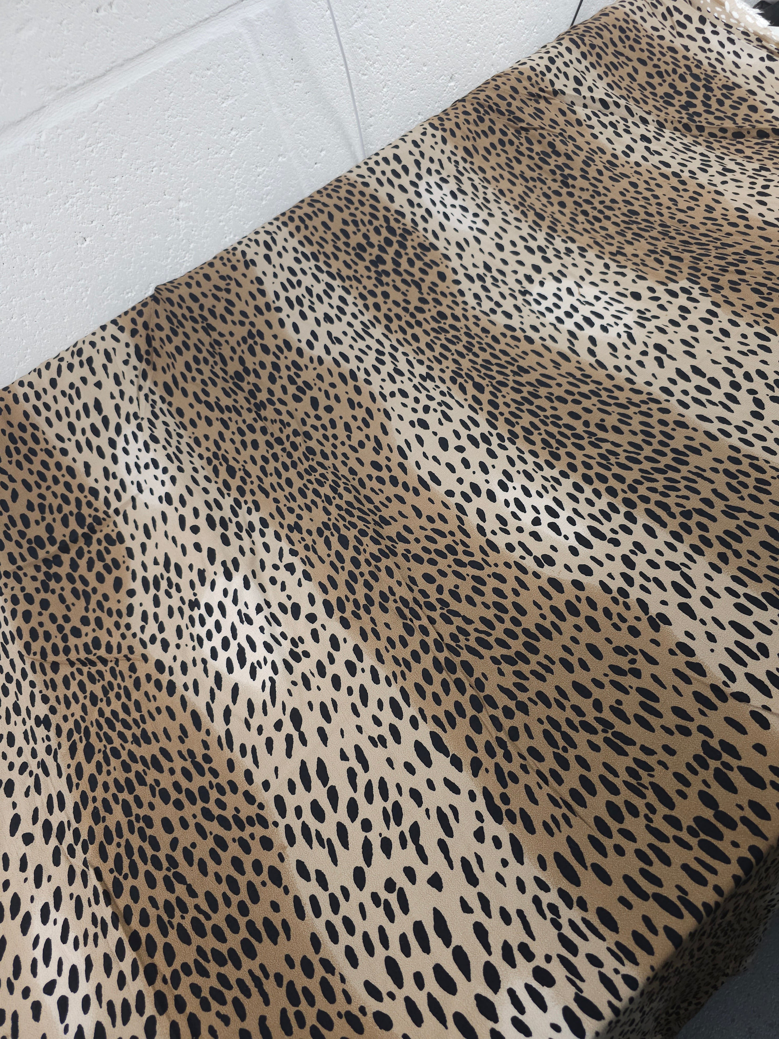 Brown/Beige Irregular Leopard Viscose Crepe