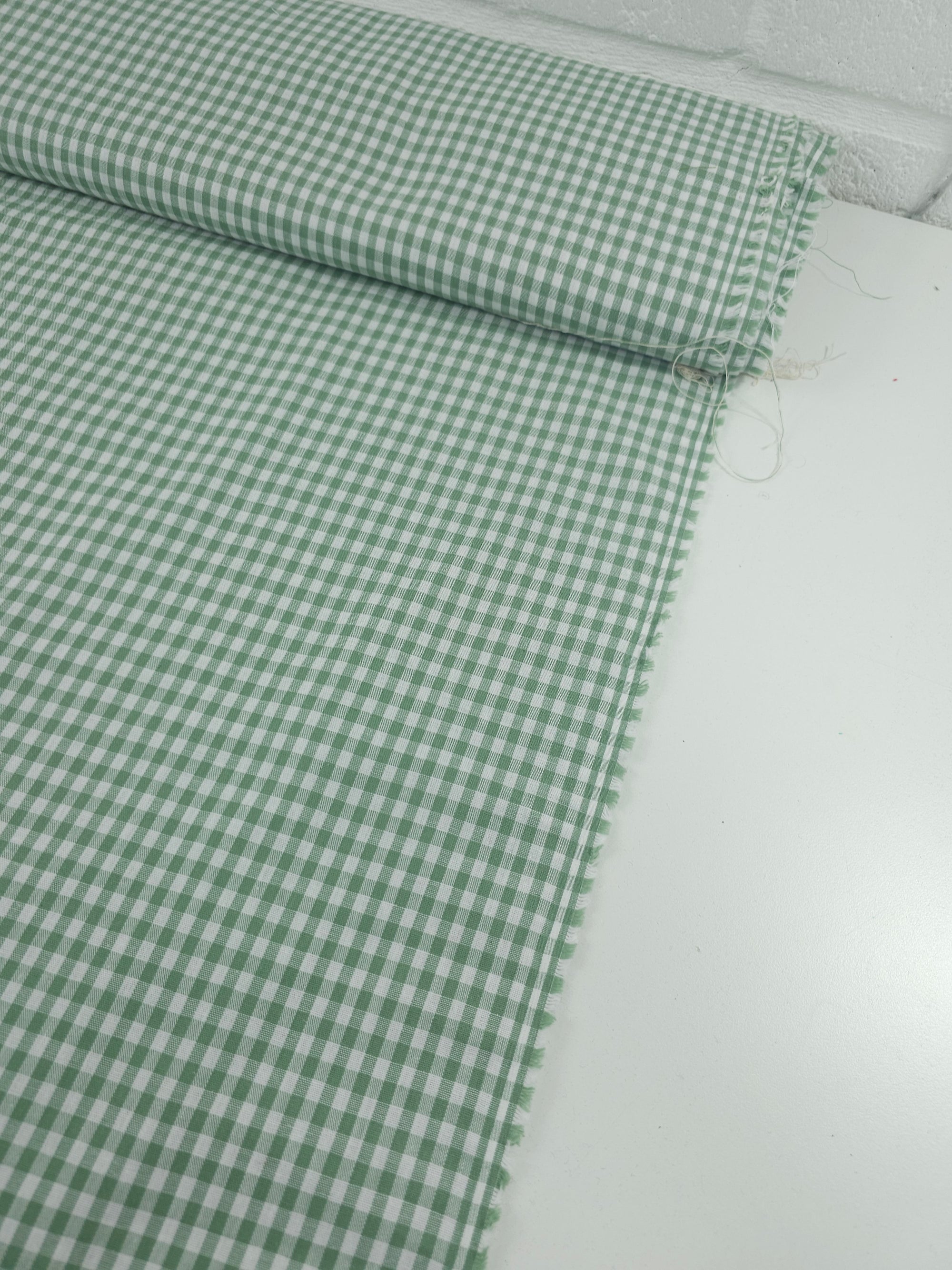 Sage Green Small Gingham 100% Cotton 55"