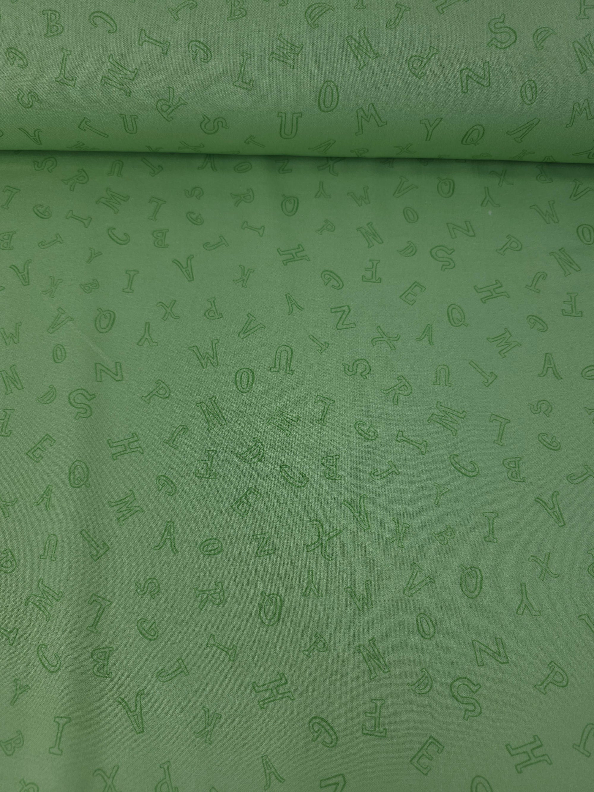 Green Novelty Alphabet 100% Cotton