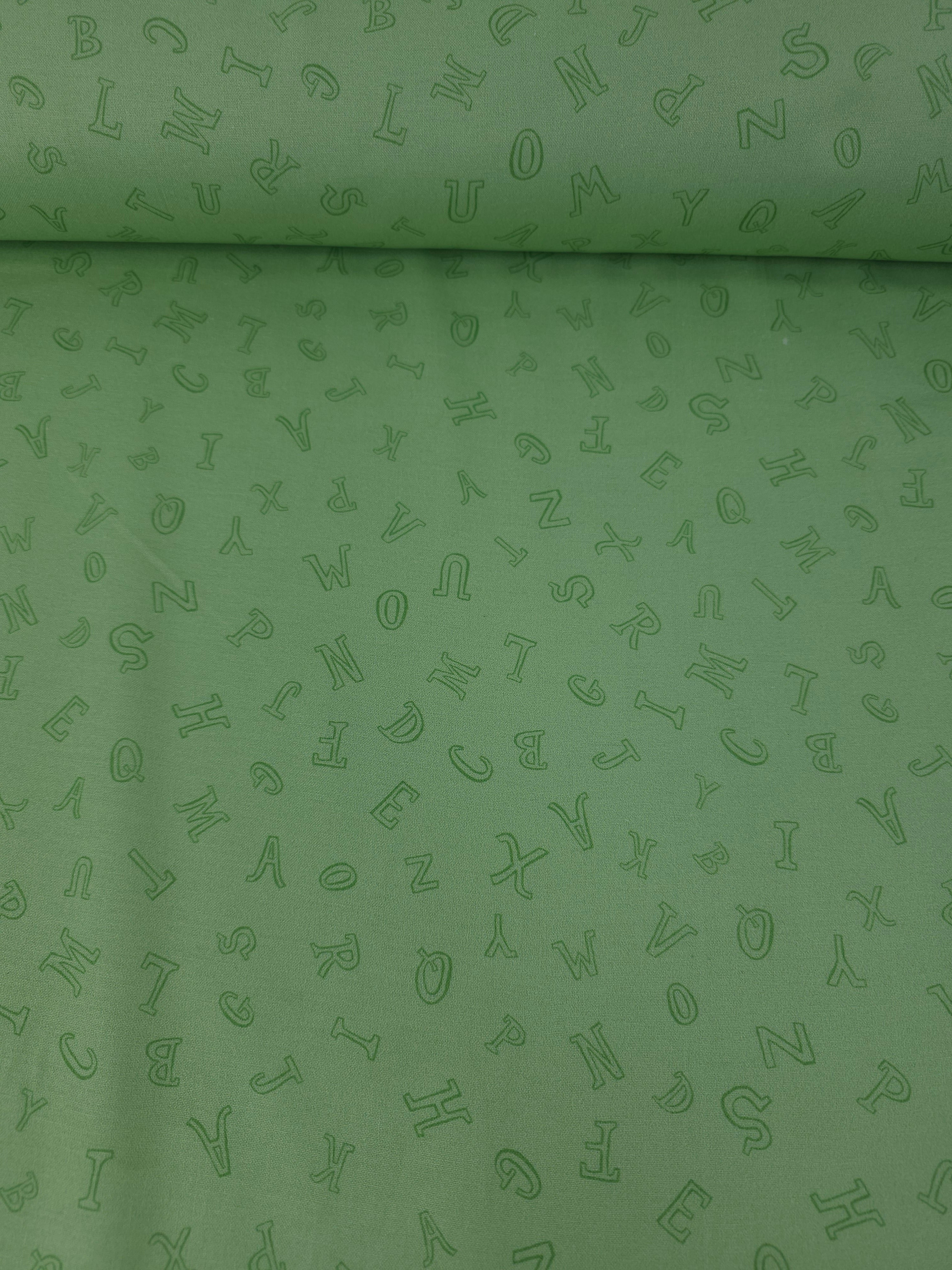 Green Novelty Alphabet 100% Cotton