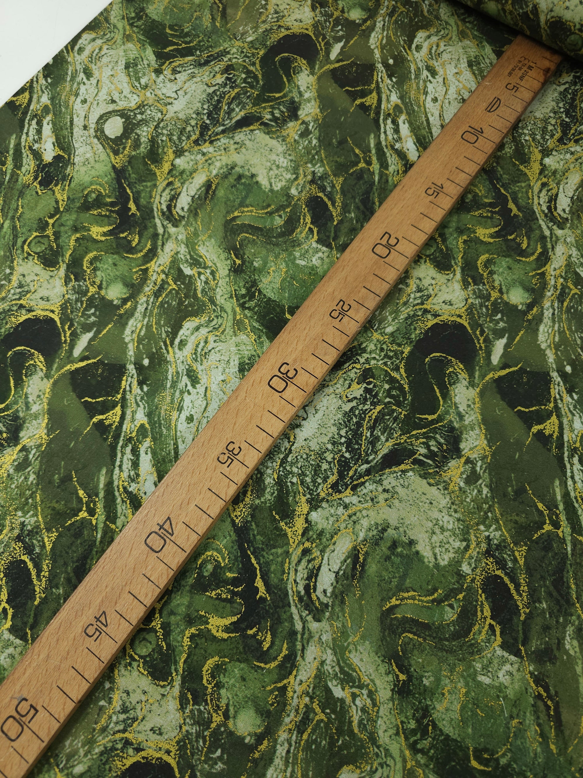 Khaki/Gold Marble 100% Cotton - Benartex