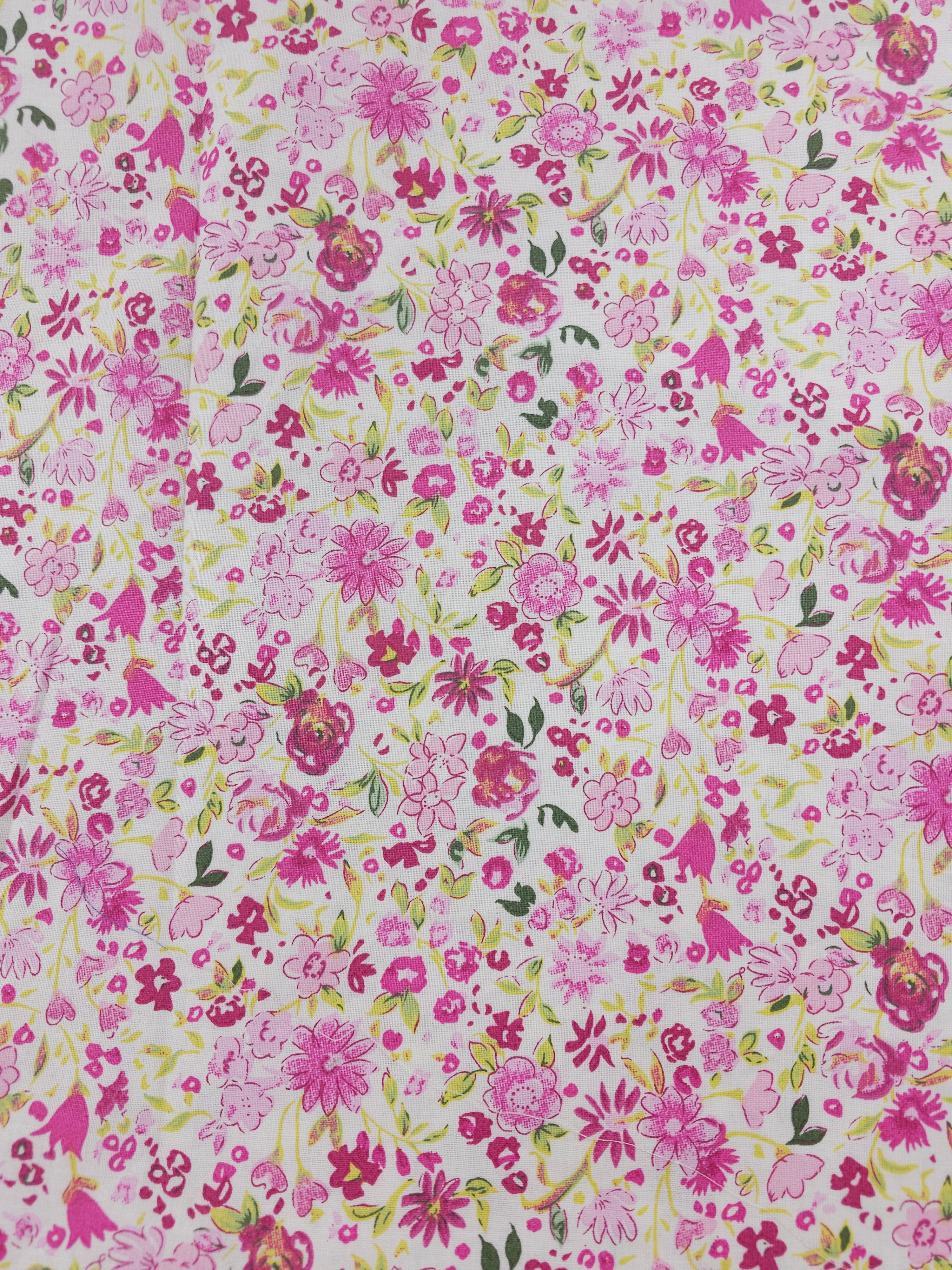 Pretty pink floral Cotton- 2m piece