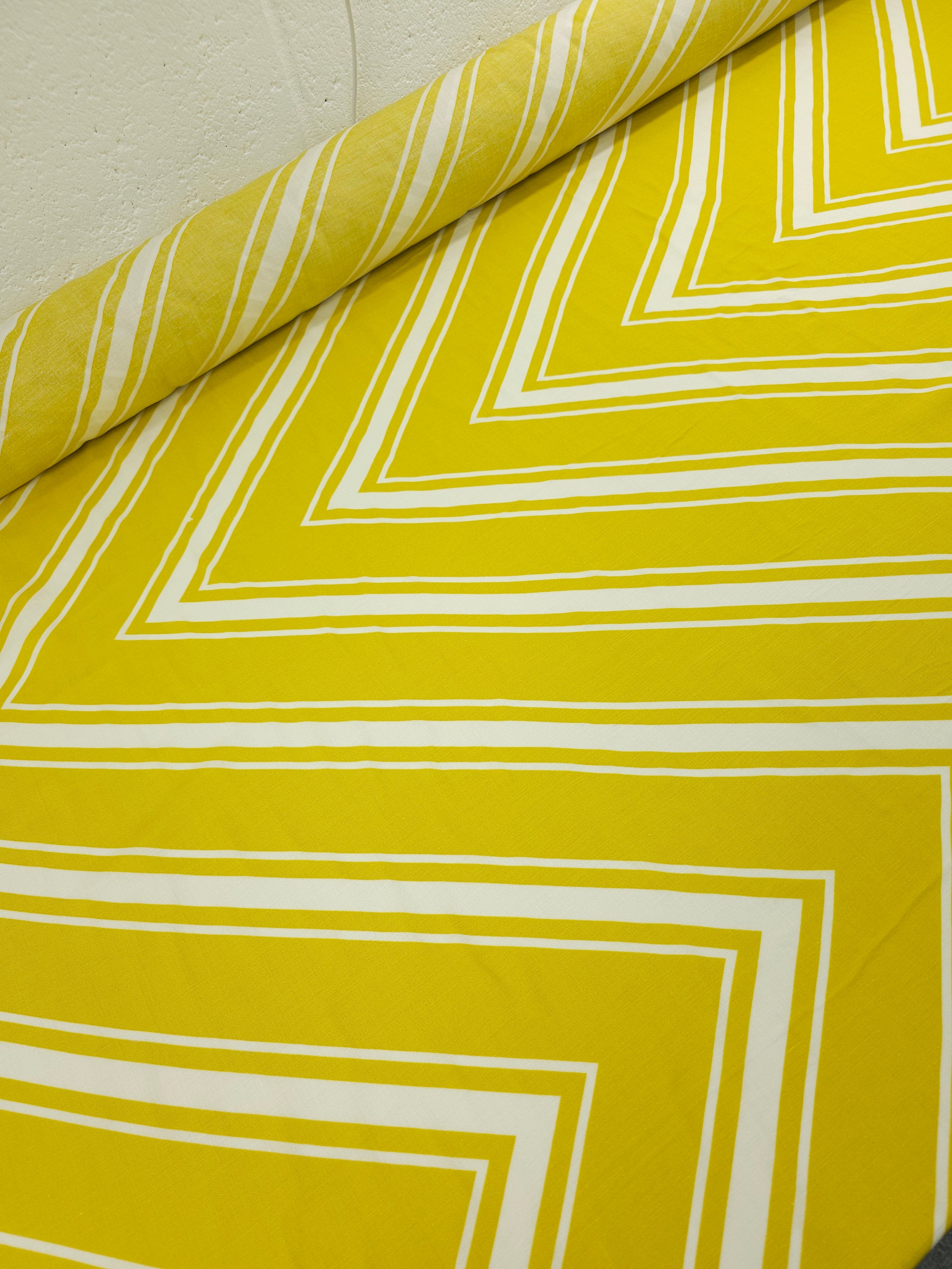Mustard Yellow ZigZag Viscose Challis *DEFECT*