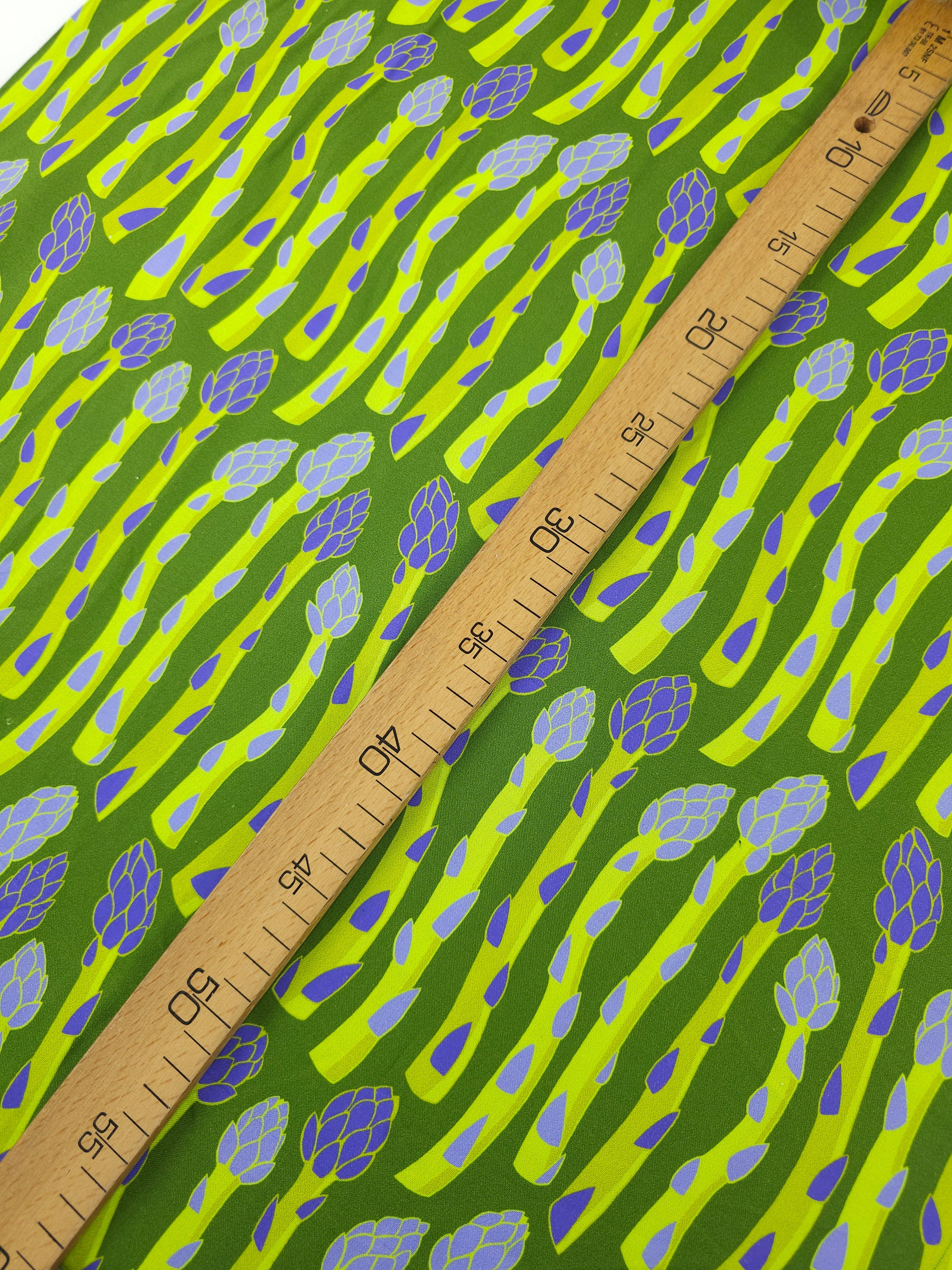 Green Novelty Asparagus 100% Cotton - Free Spirit