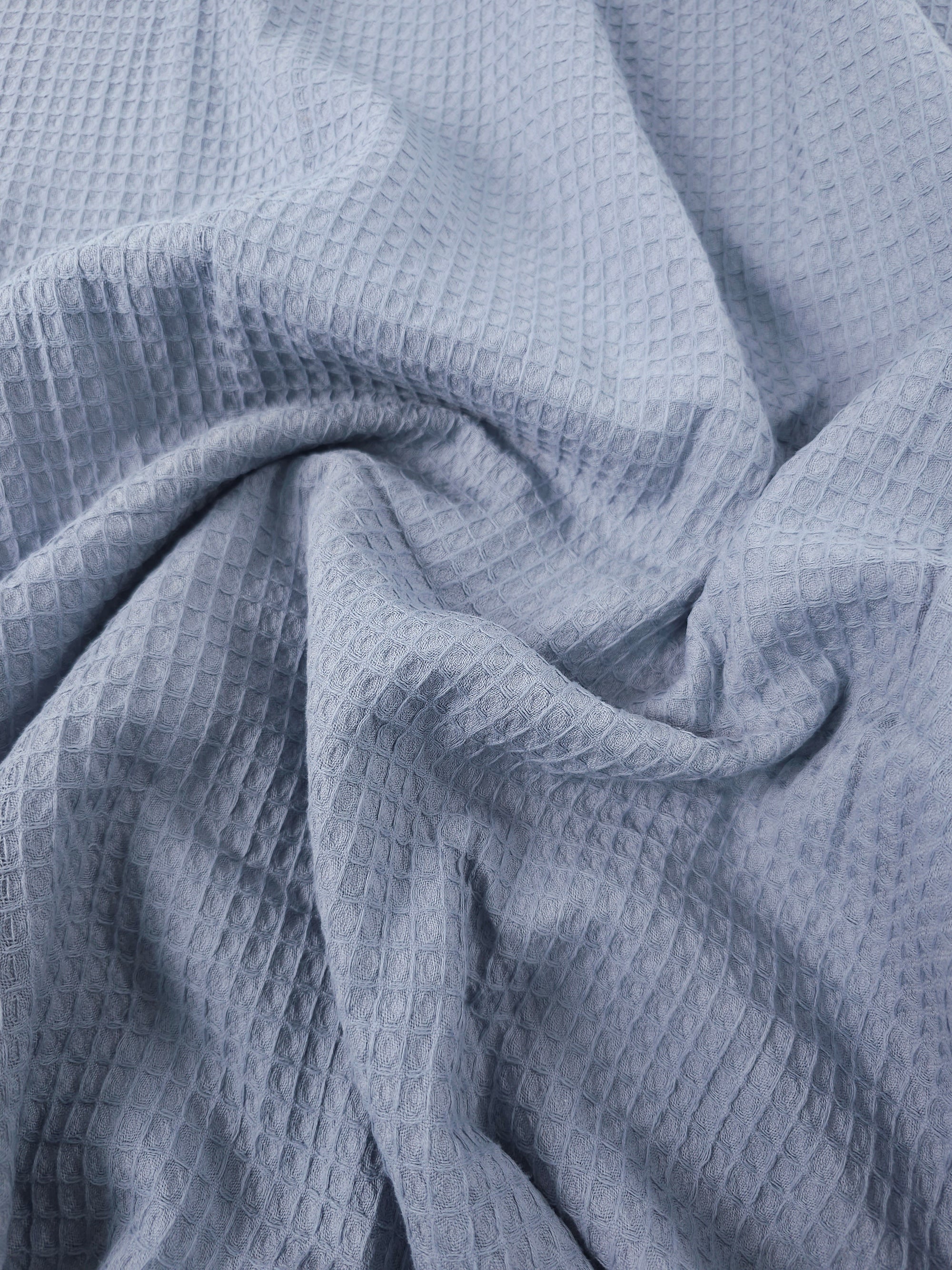 Dusky Blue Waffle Cotton *EXTRA WIDE*