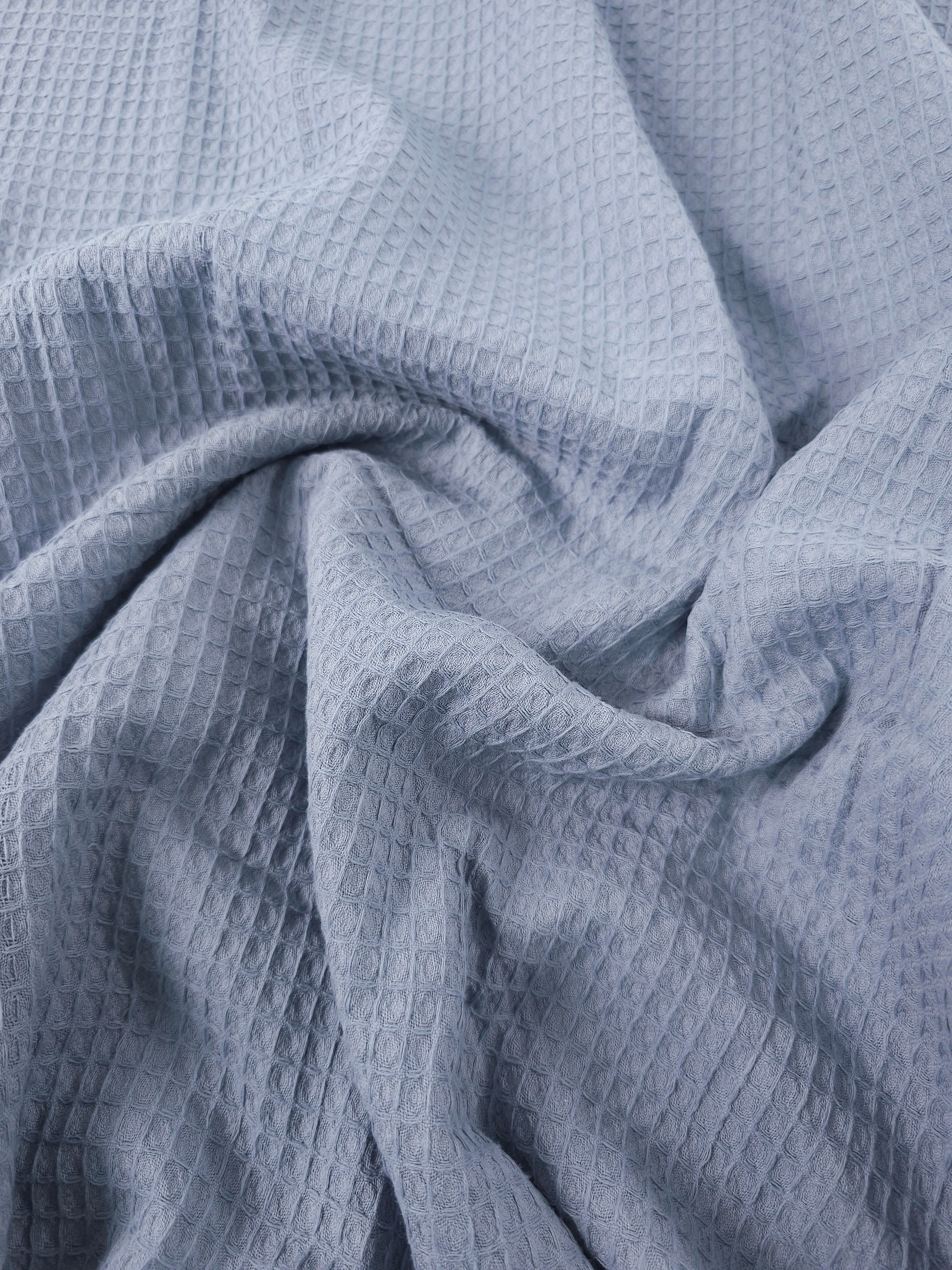 Dusky Blue Waffle Cotton *EXTRA WIDE*