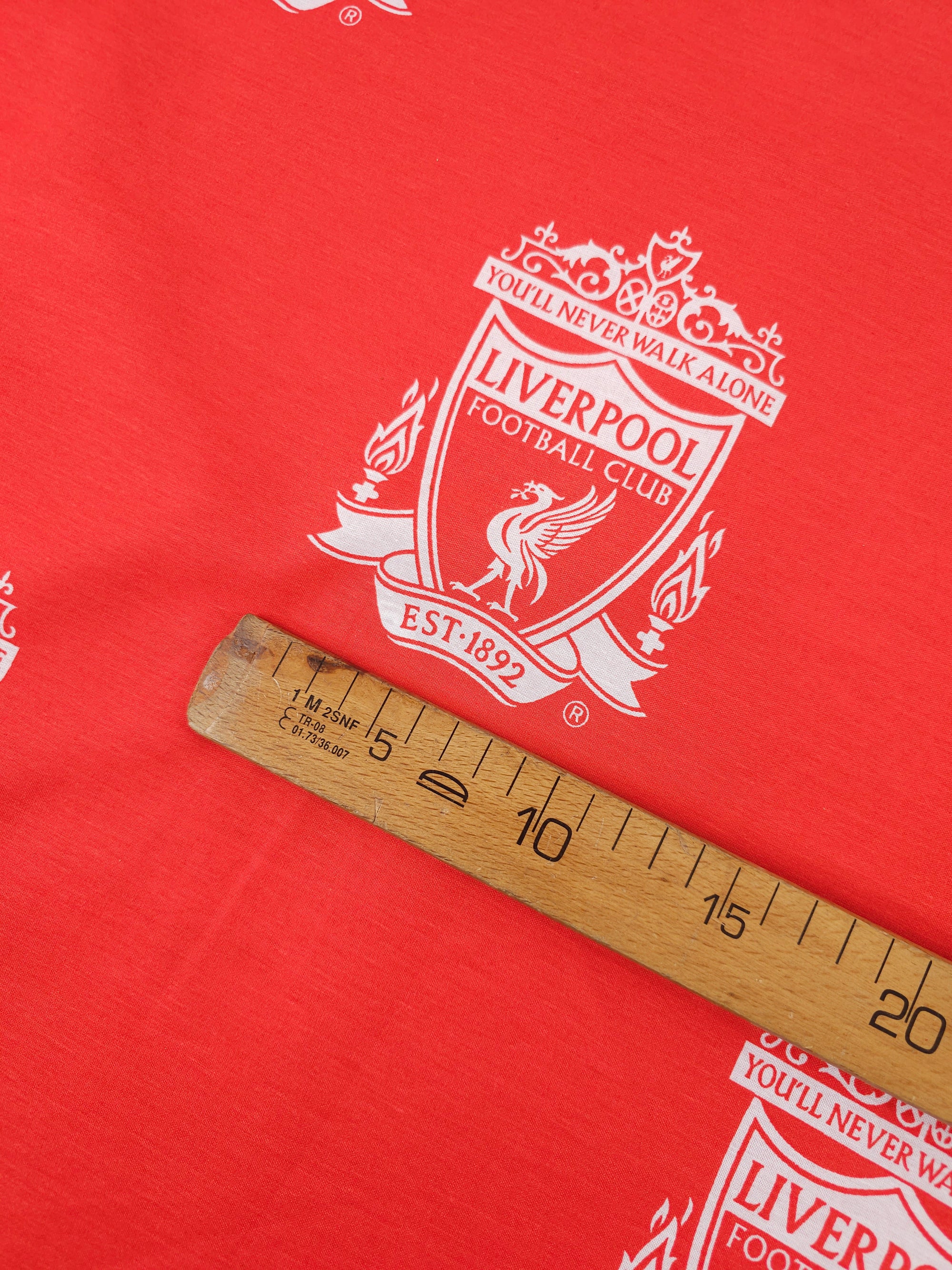 Red/White Liverpool FC Emblem 100% Cotton Football Fabric 106" *EXTRA WIDE*