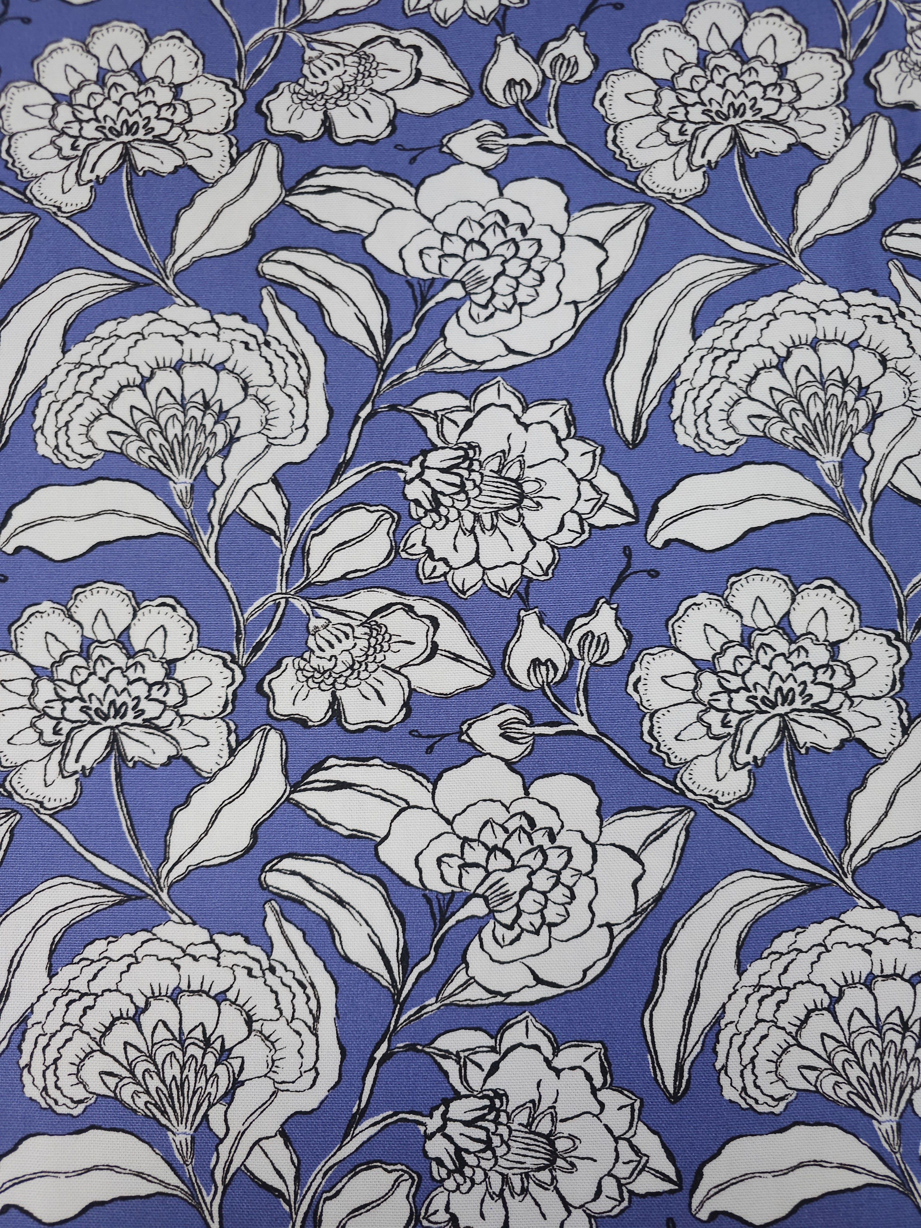 Periwinkle Sketch Floral Canvas Cotton