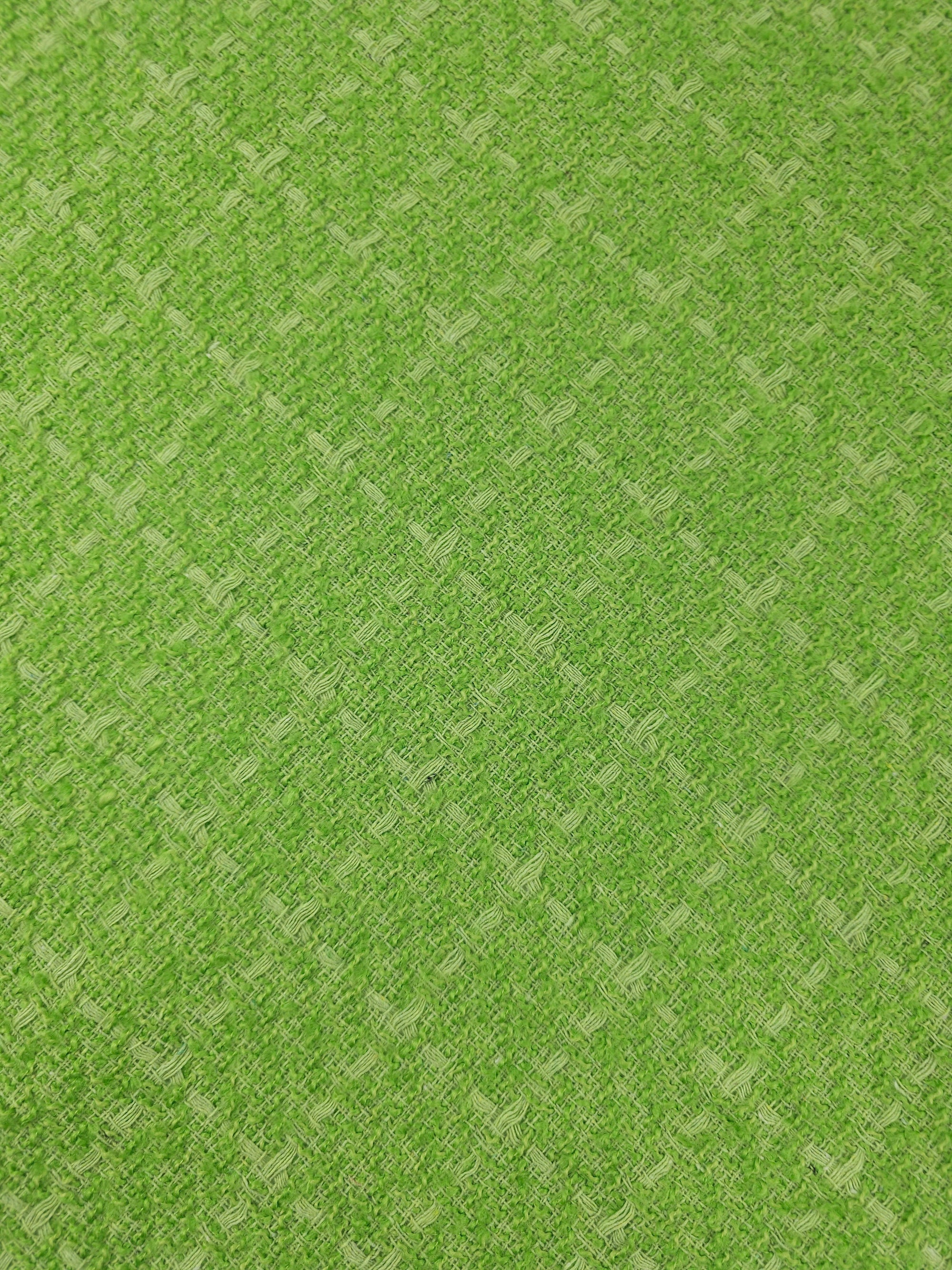 Lime Green Square Check Boucle