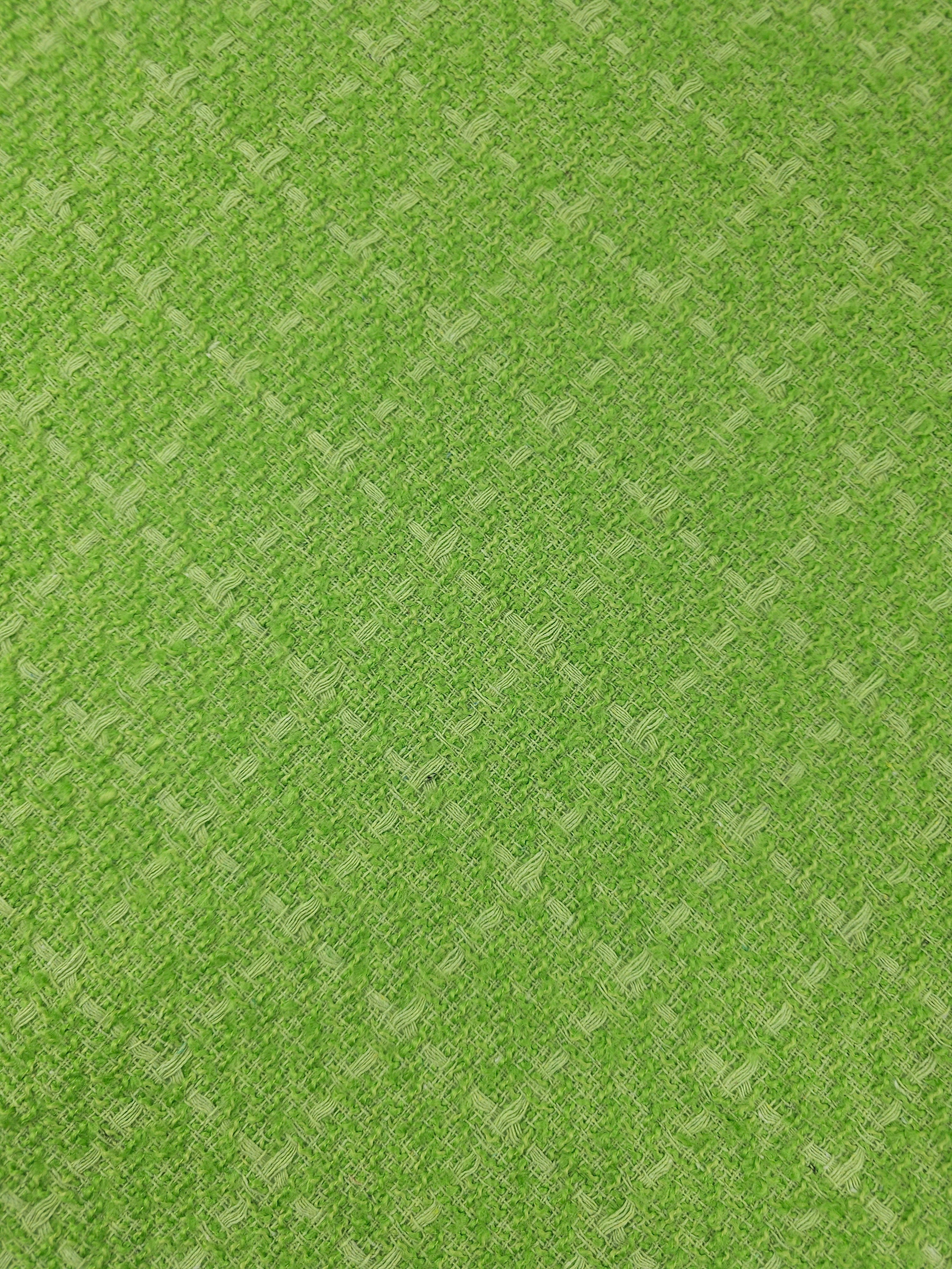 Lime Green Square Check Boucle