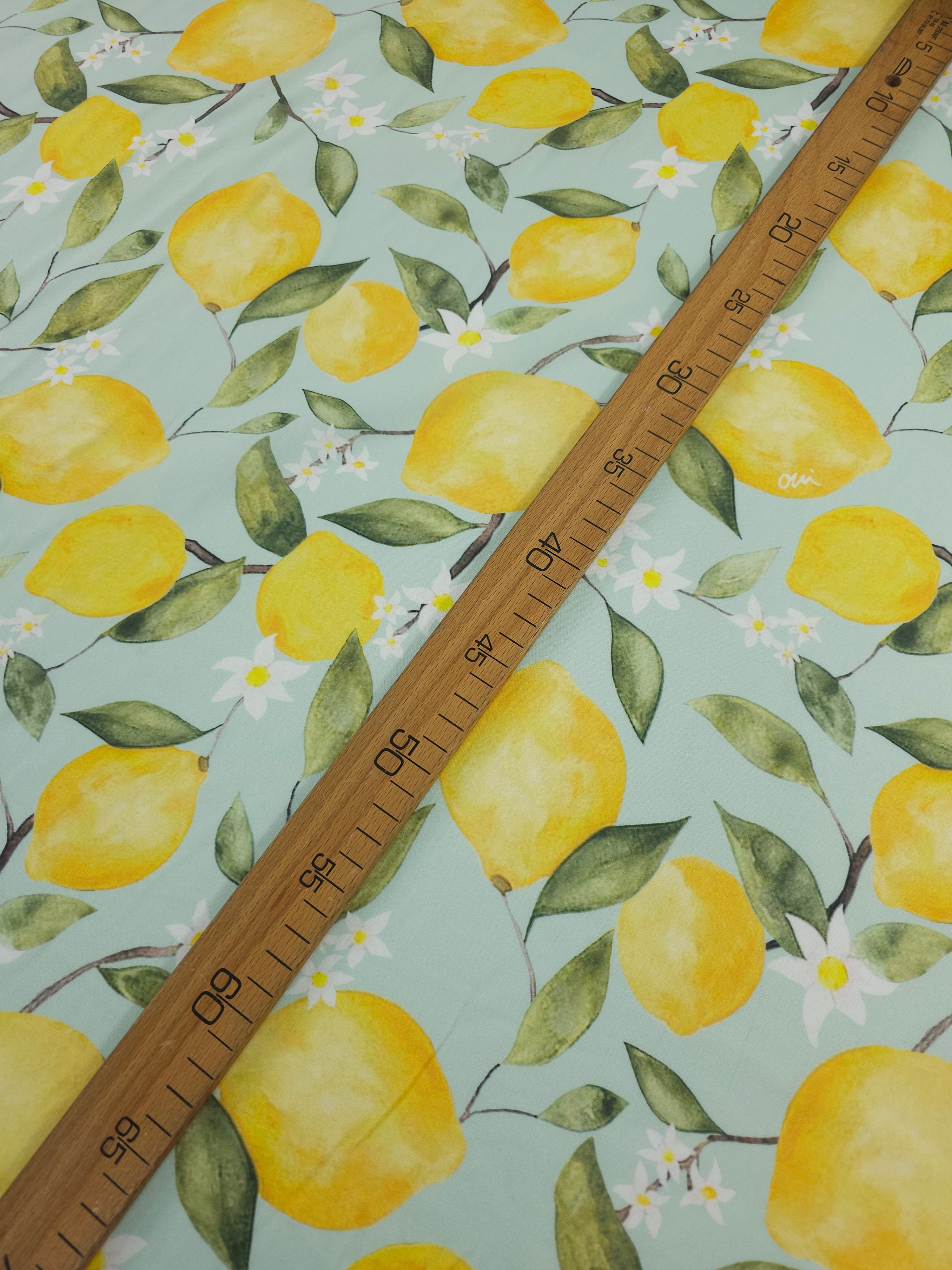 Lemon Daisy Branch Cotton Voile